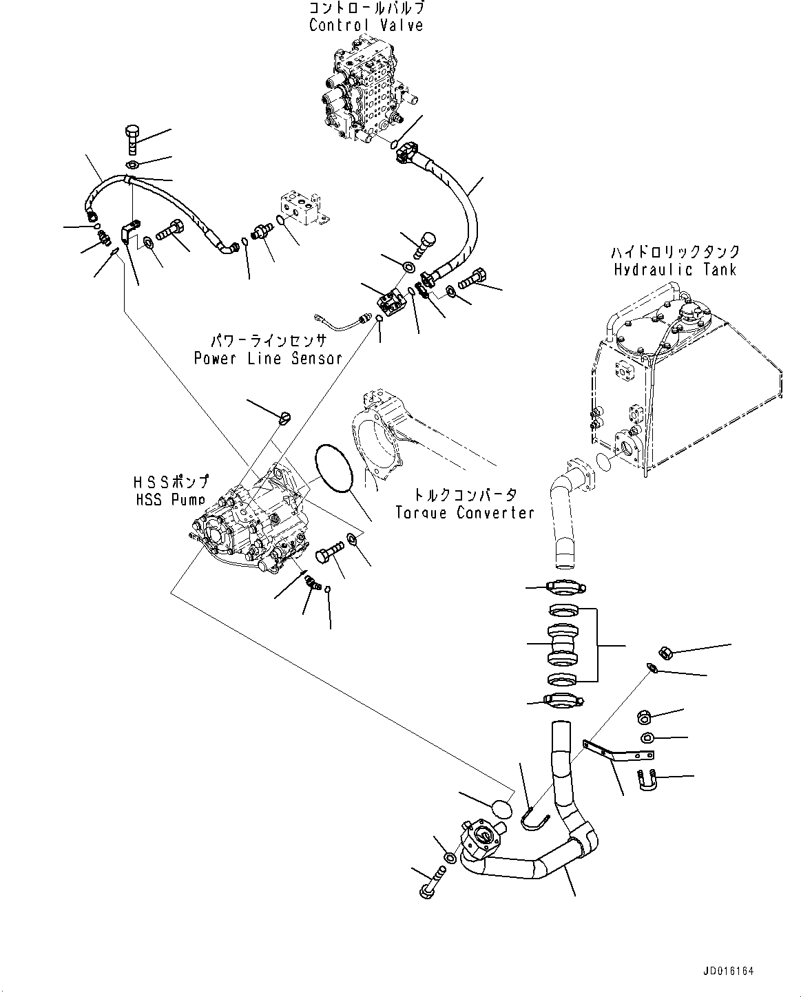Komatsu parts book diagram for D85MS-15 S/N 2101-UP: POWER TRAIN HYDRAULIC PIPING, DELIVERY PIPING(#1006-2002)