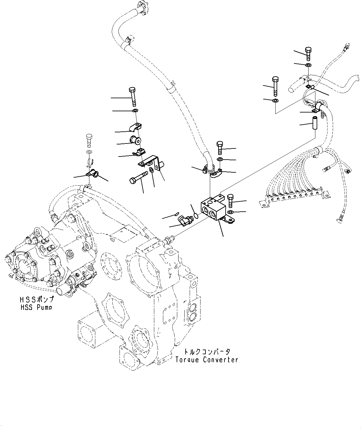Komatsu parts book diagram for D85MS-15 S/N 2101-UP: POWER TRAIN HYDRAULIC PIPING, ADDITIONAL PIPING(#1006-2002)