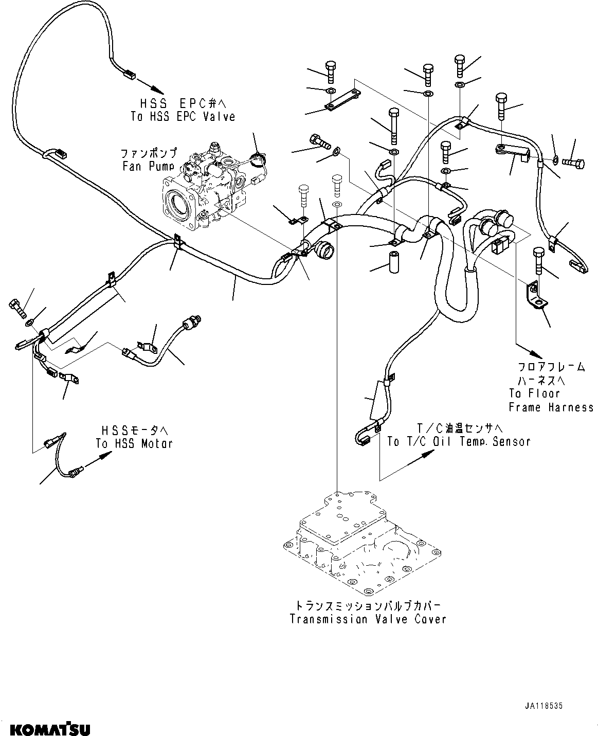 Komatsu parts book diagram for D85MS-15 S/N 2101-UP: POWER TRAIN WIRING HARNESS, (#2003-)