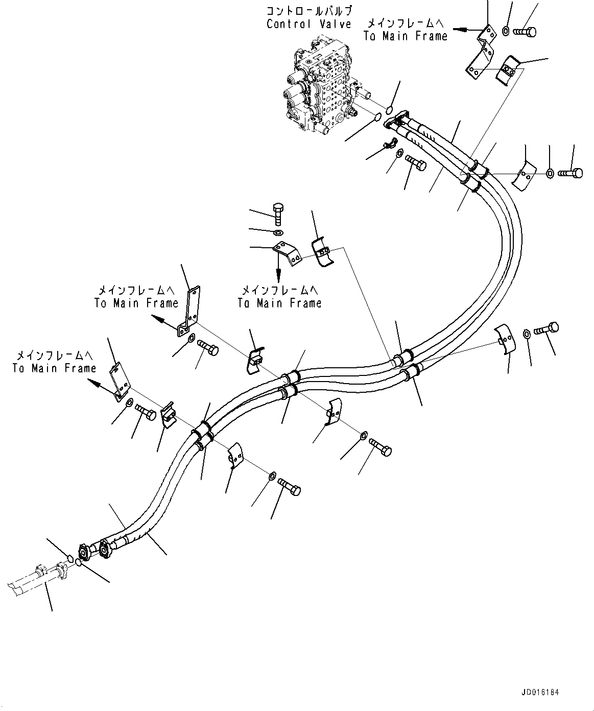 Komatsu parts book diagram for D85MS-15 S/N 2101-UP: ROTOR LIFT PIPING, ROTOR LIFT PIPING(#1006-)