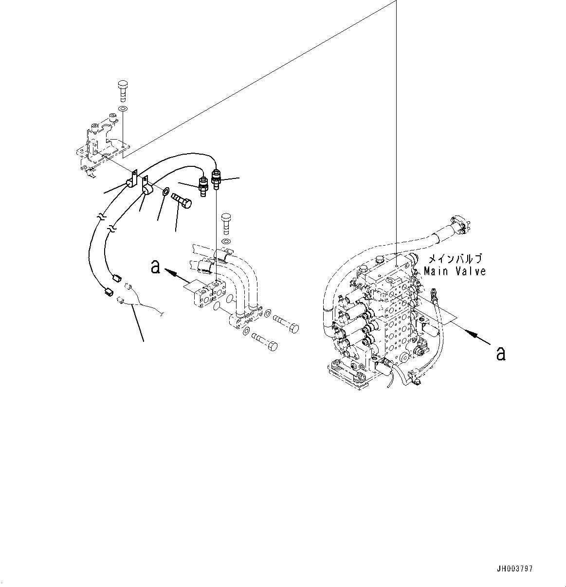Komatsu parts book diagram for D85MS-15 S/N 2101-UP: ROTOR LIFT PIPING, ROTOR BASKET PIPING (3/5)(#1006-)