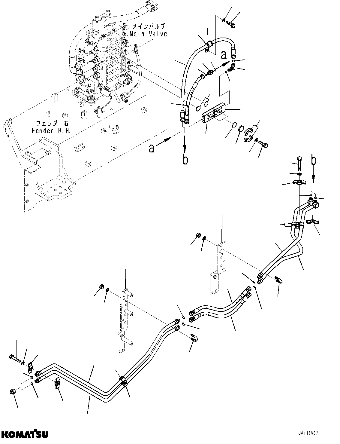 Komatsu parts book diagram for D85MS-15 S/N 2101-UP: ROTOR LIFT PIPING, ROTOR BASKET PIPING (5/5)(#1006-)