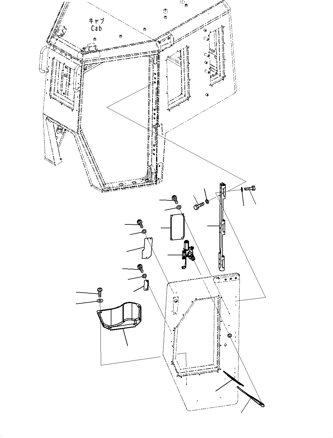Komatsu parts book diagram for D85MS-15 S/N 2101-UP: CAB, DOOR WIPER (1/2)(#1006-)