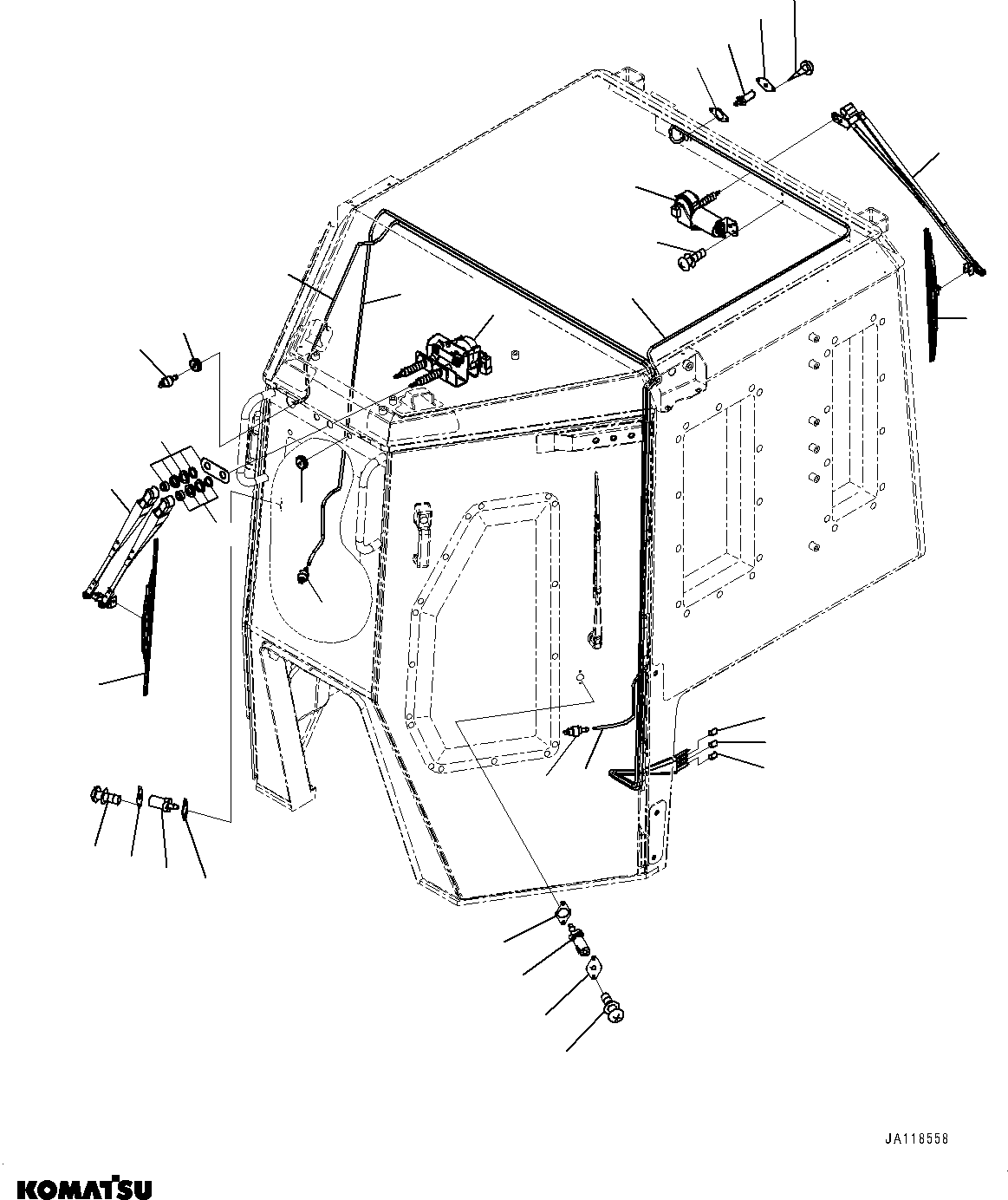 Komatsu parts book diagram for D85MS-15 S/N 2101-UP: CAB, FRONT AND REAR WIPER(#1007-2001)