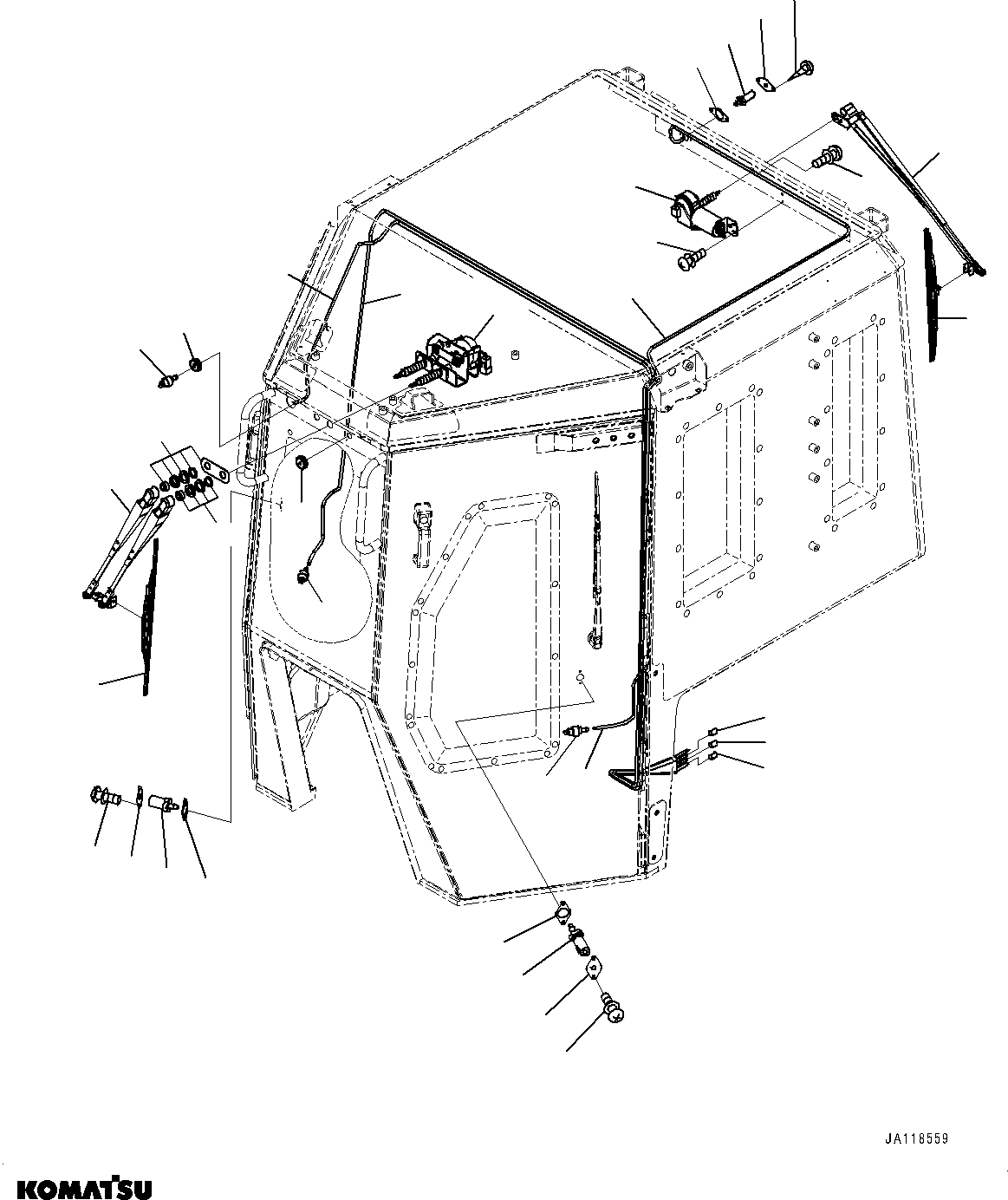 Komatsu parts book diagram for D85MS-15 S/N 2101-UP: CAB, FRONT AND REAR WIPER(#2002-)