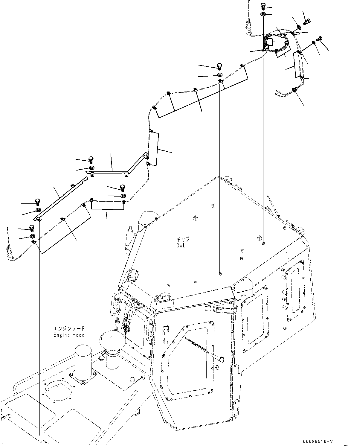 Komatsu parts book diagram for D85MS-15 S/N 2101-UP: RADIO CONTROL, ANTENNA (2/2)(#1006-)