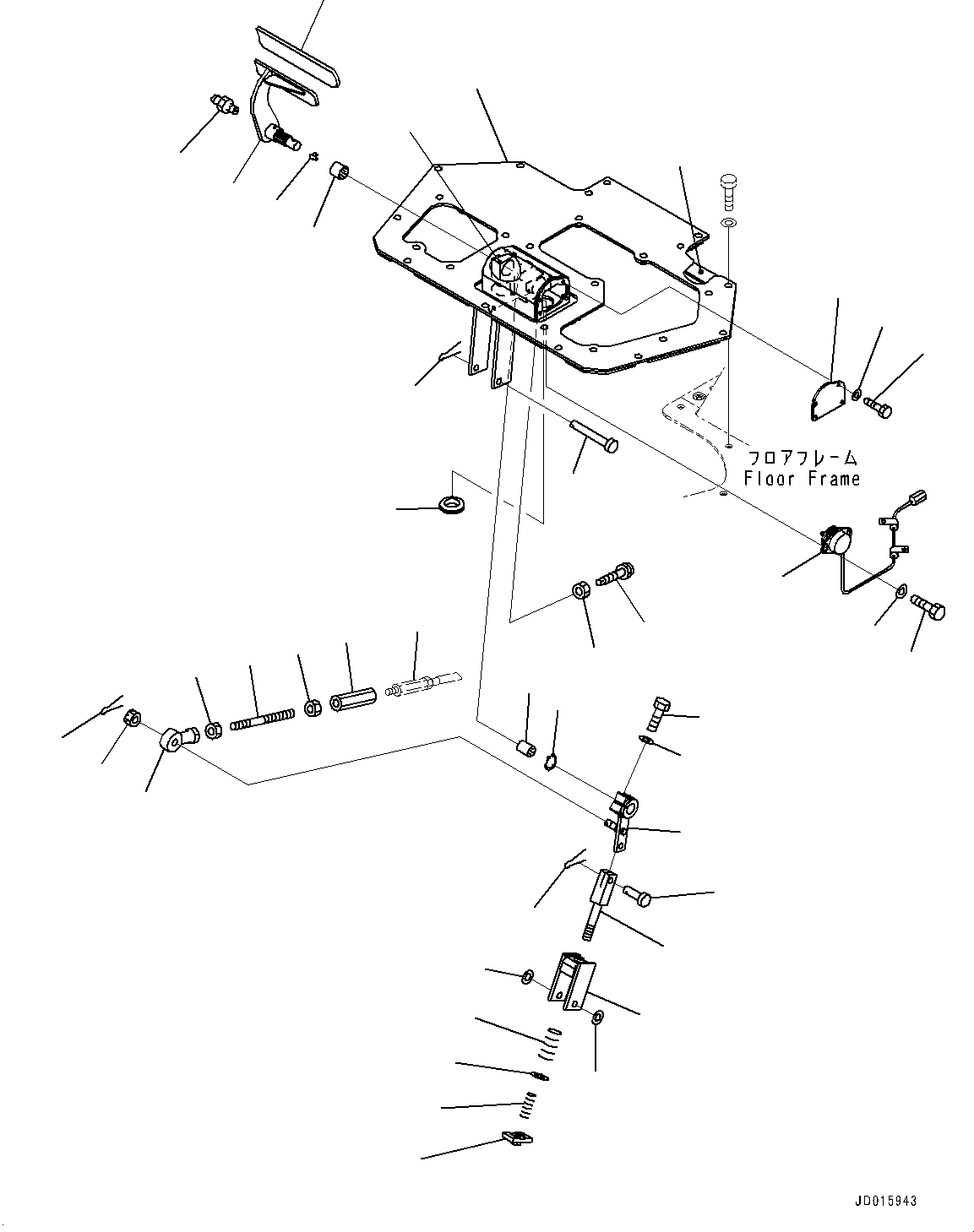Komatsu parts book diagram for D85MS-15 S/N 2101-UP: FLOOR FRAME, BRAKE PEDAL(#2001-)