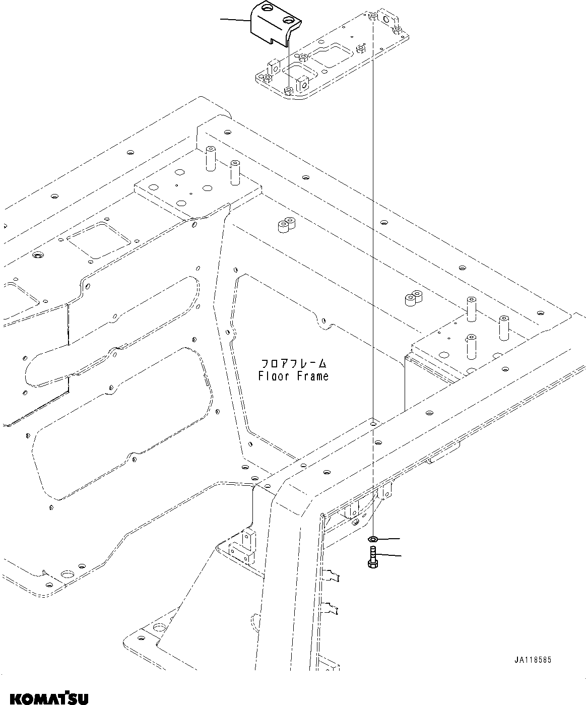 Komatsu parts book diagram for D85MS-15 S/N 2101-UP: FLOOR FRAME, BOLT(#2001-)