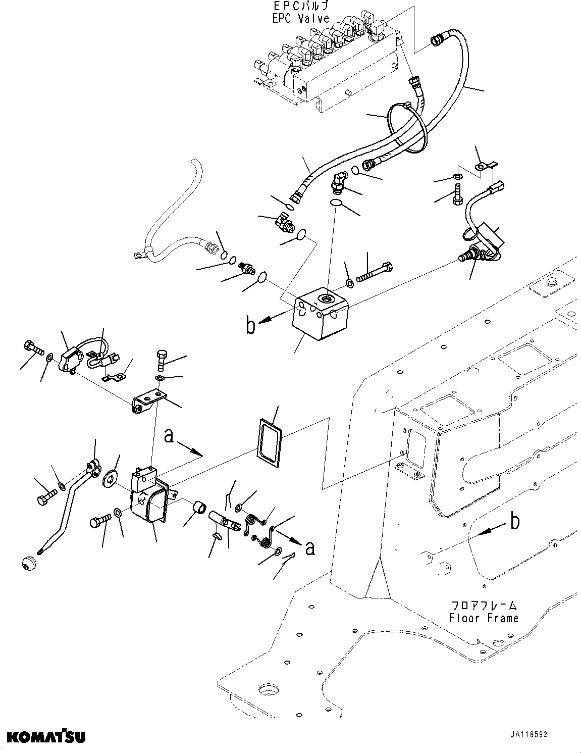 Komatsu parts book diagram for D85MS-15 S/N 2101-UP: FLOOR FRAME, BOOM CYLINDER LOCK VALVE PIPING(#2003-)