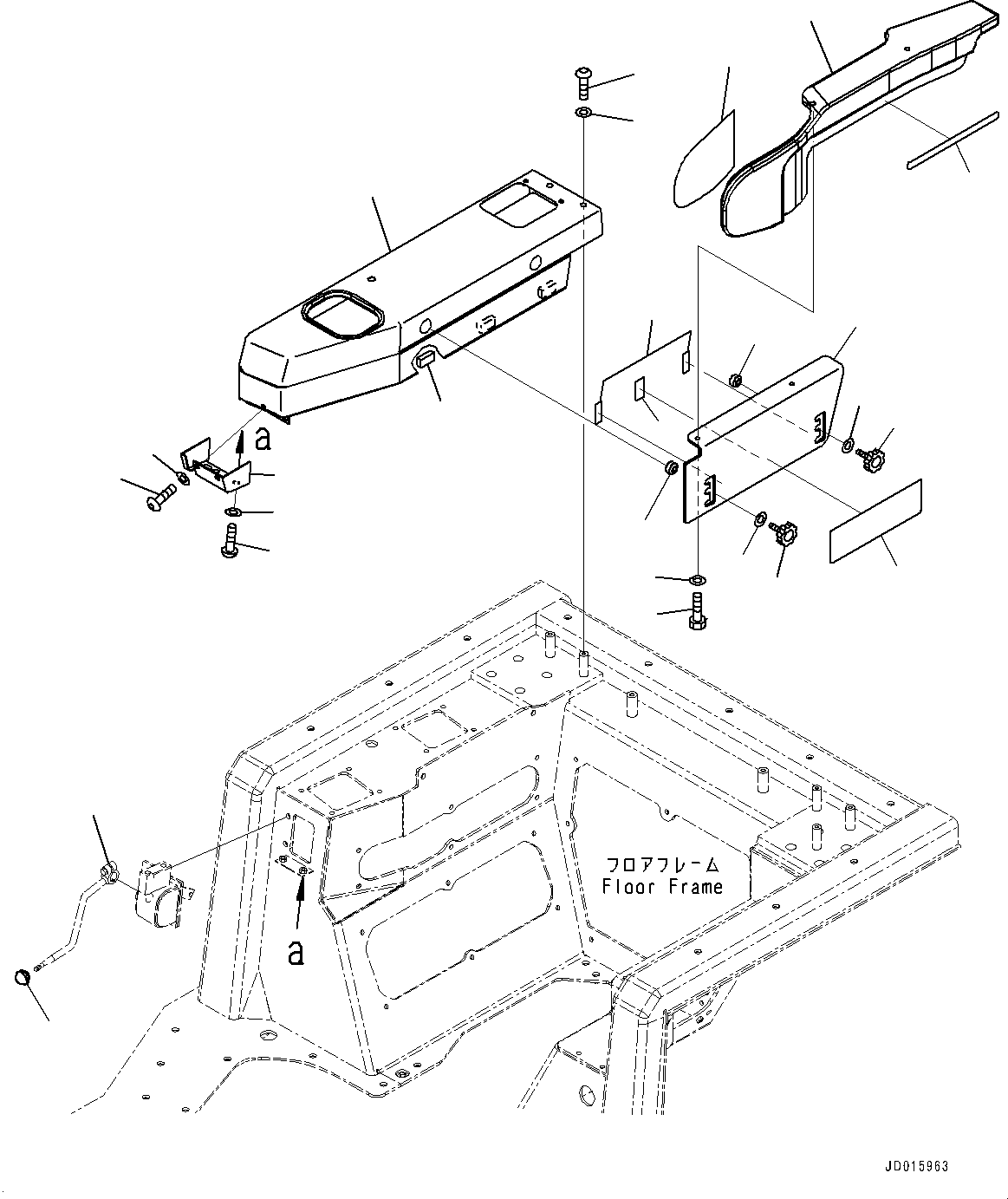 Komatsu parts book diagram for D85MS-15 S/N 2101-UP: FLOOR FRAME, ARMREST(#2001-)