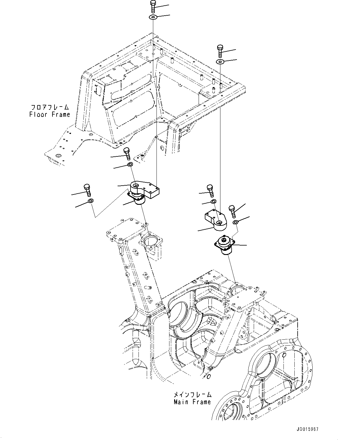 Komatsu parts book diagram for D85MS-15 S/N 2101-UP: FLOOR MOUNTING, (#1006-)