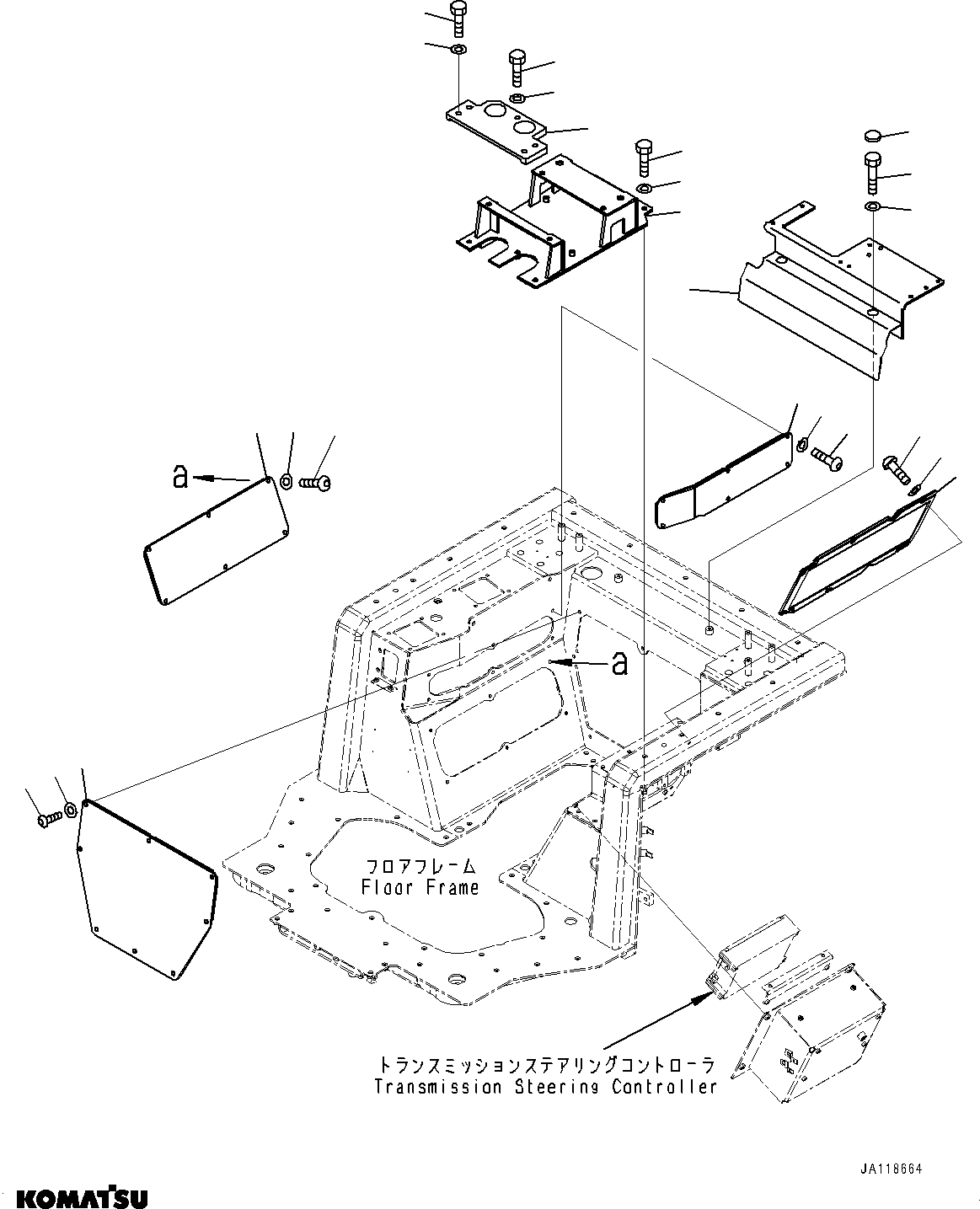 Komatsu parts book diagram for D85MS-15 S/N 2101-UP: FLOOR FRAME COVER, COVER AND BRACKET (WITH 78MM SEAT BELT, 2-POINT TYPE, SUSPENSION TYPE OPERATOR'S SEAT)(#2001-)