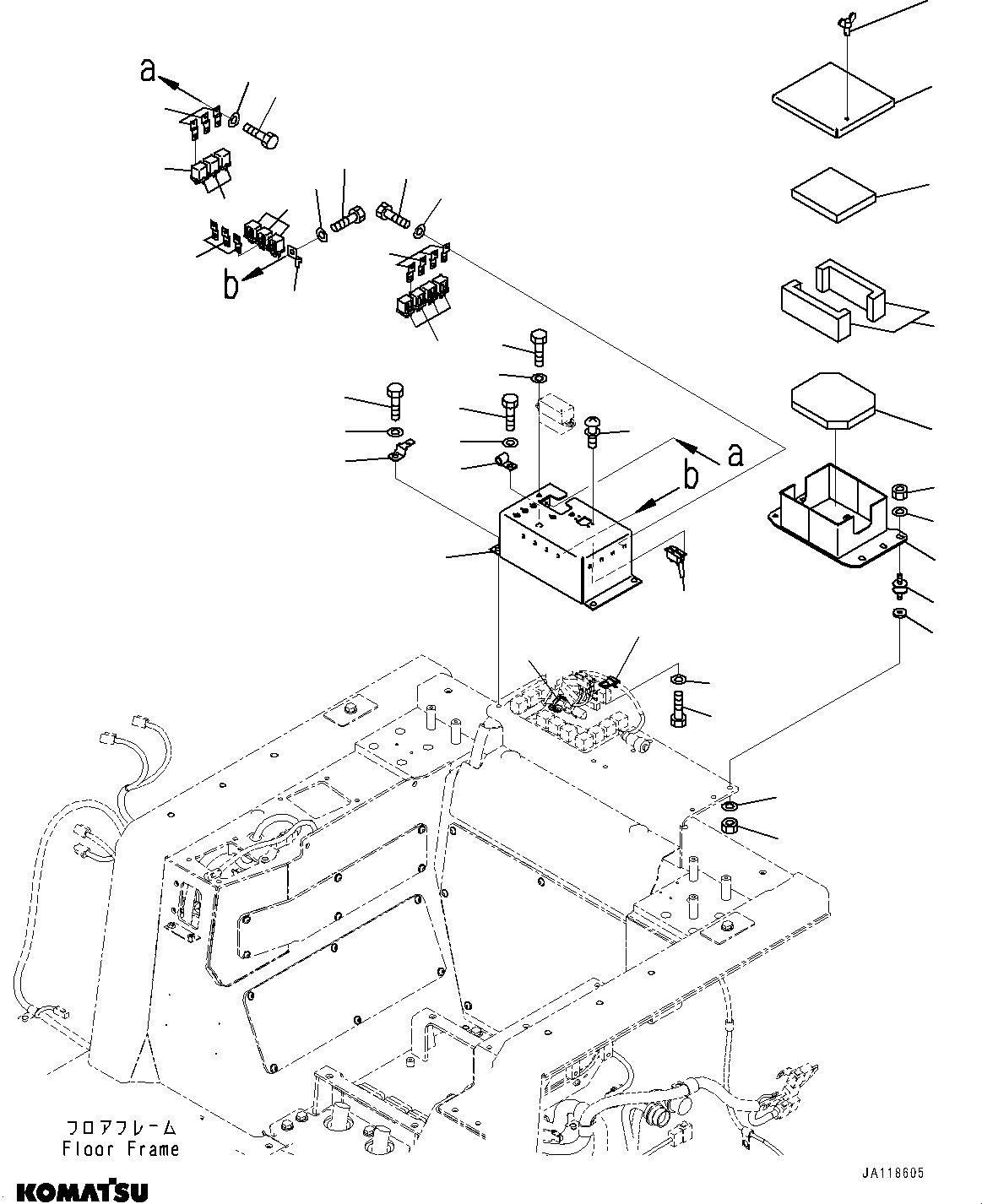 Komatsu parts book diagram for D85MS-15 S/N 2101-UP: FLOOR FRAME COVER, RELAY BOX(#2001-)