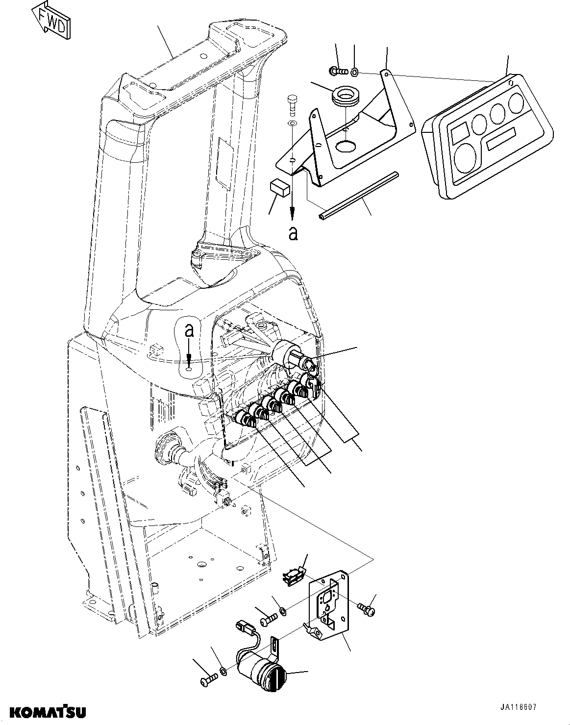 Komatsu parts book diagram for D85MS-15 S/N 2101-UP: DASHBOARD, MONITOR PANEL AND SWITCH(#2001-)