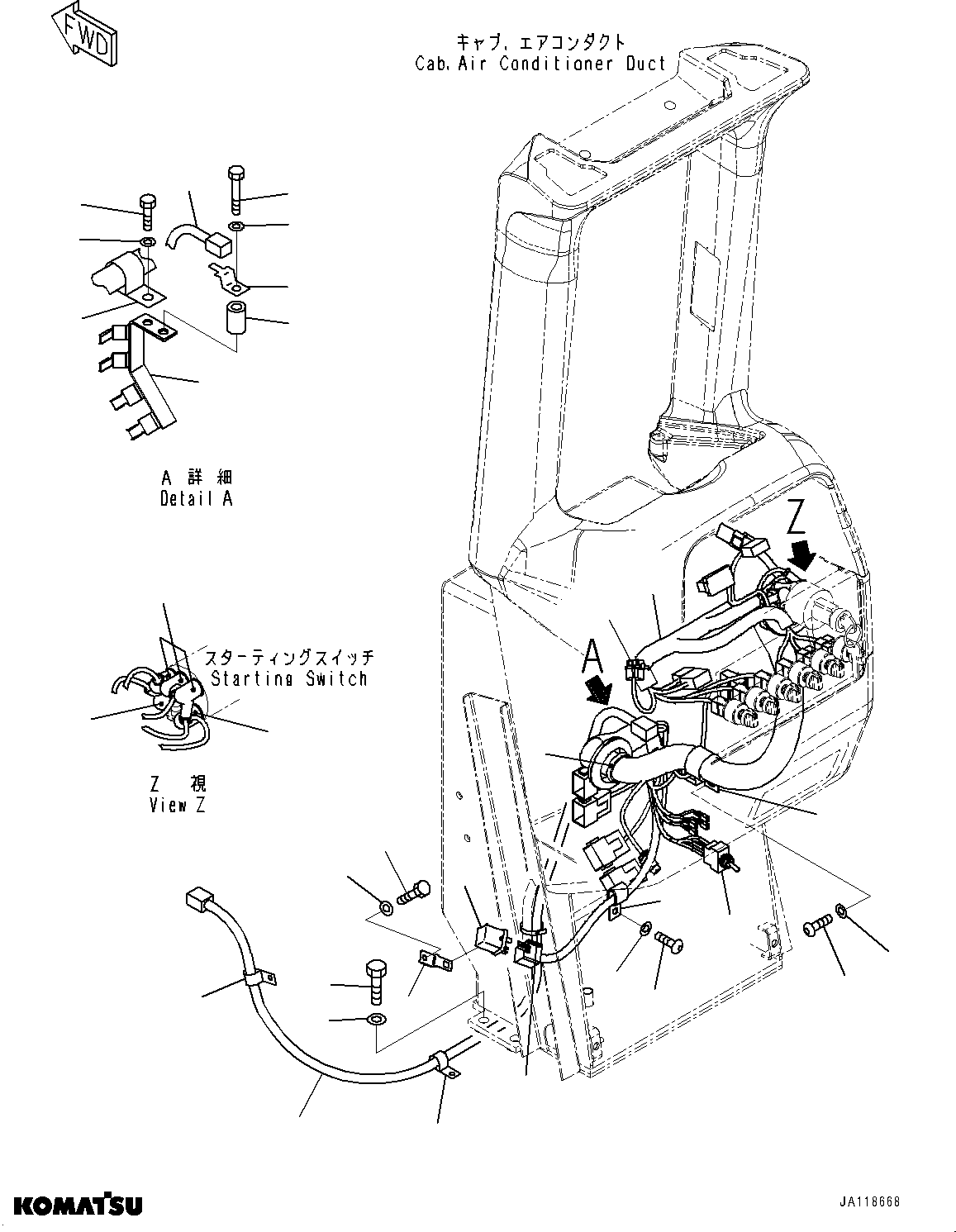 Komatsu parts book diagram for D85MS-15 S/N 2101-UP: DASHBOARD, WIRING HARNESS(#2001-)