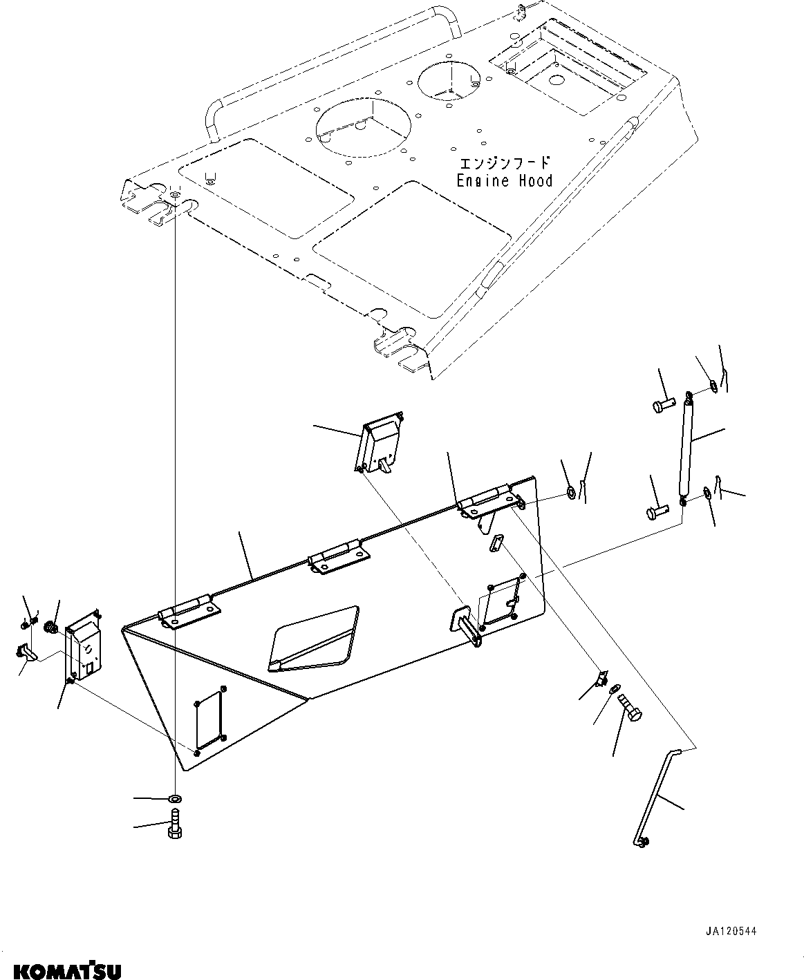 Komatsu parts book diagram for D85MS-15 S/N 2101-UP: ENGINE HOOD AND SIDE COVER GROUP, SIDE COVER TOP, R.H.(#1006-)