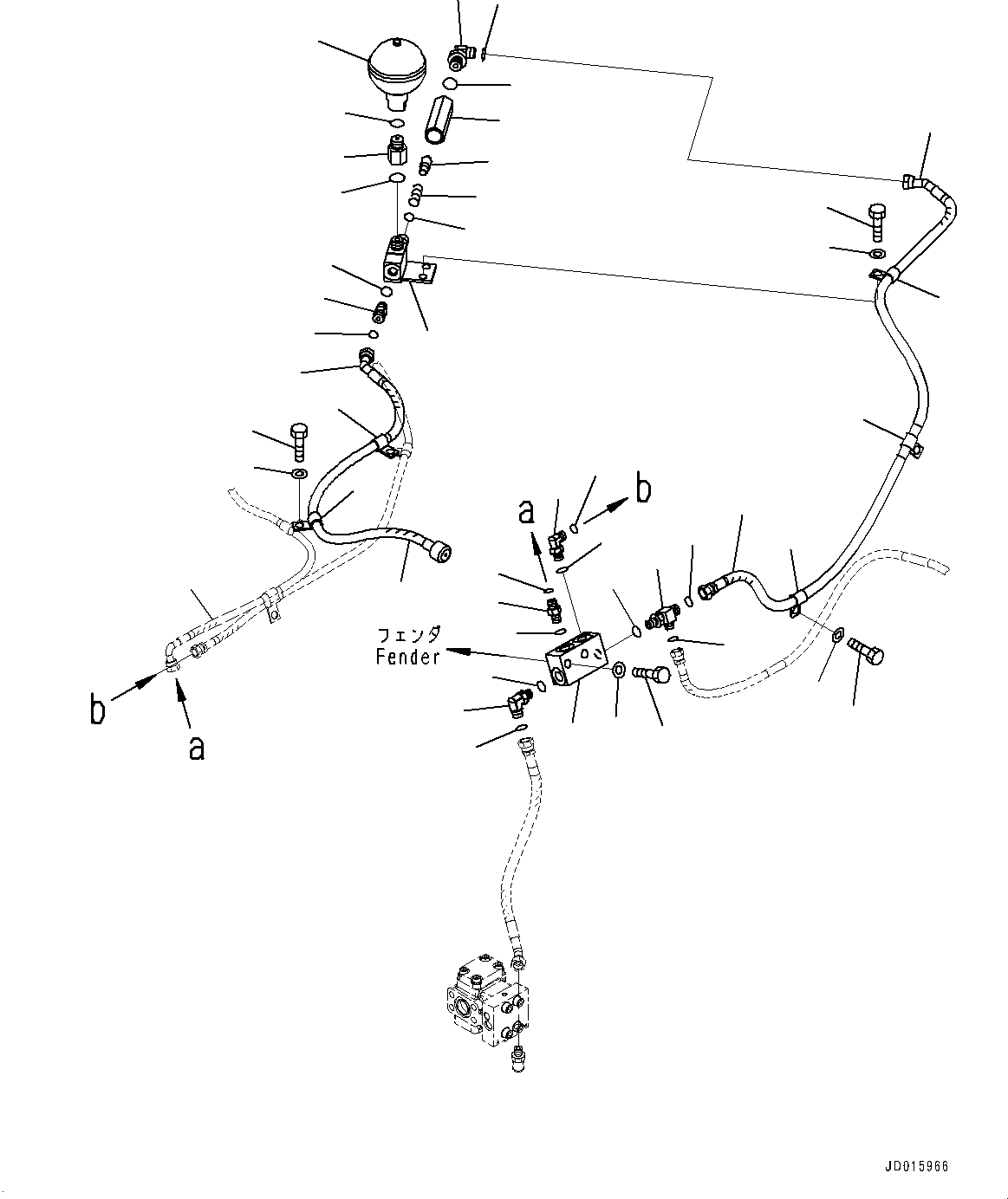 Komatsu parts book diagram for D85MS-15 S/N 2101-UP: FENDER, PPC VALVE PIPING(#1006-)