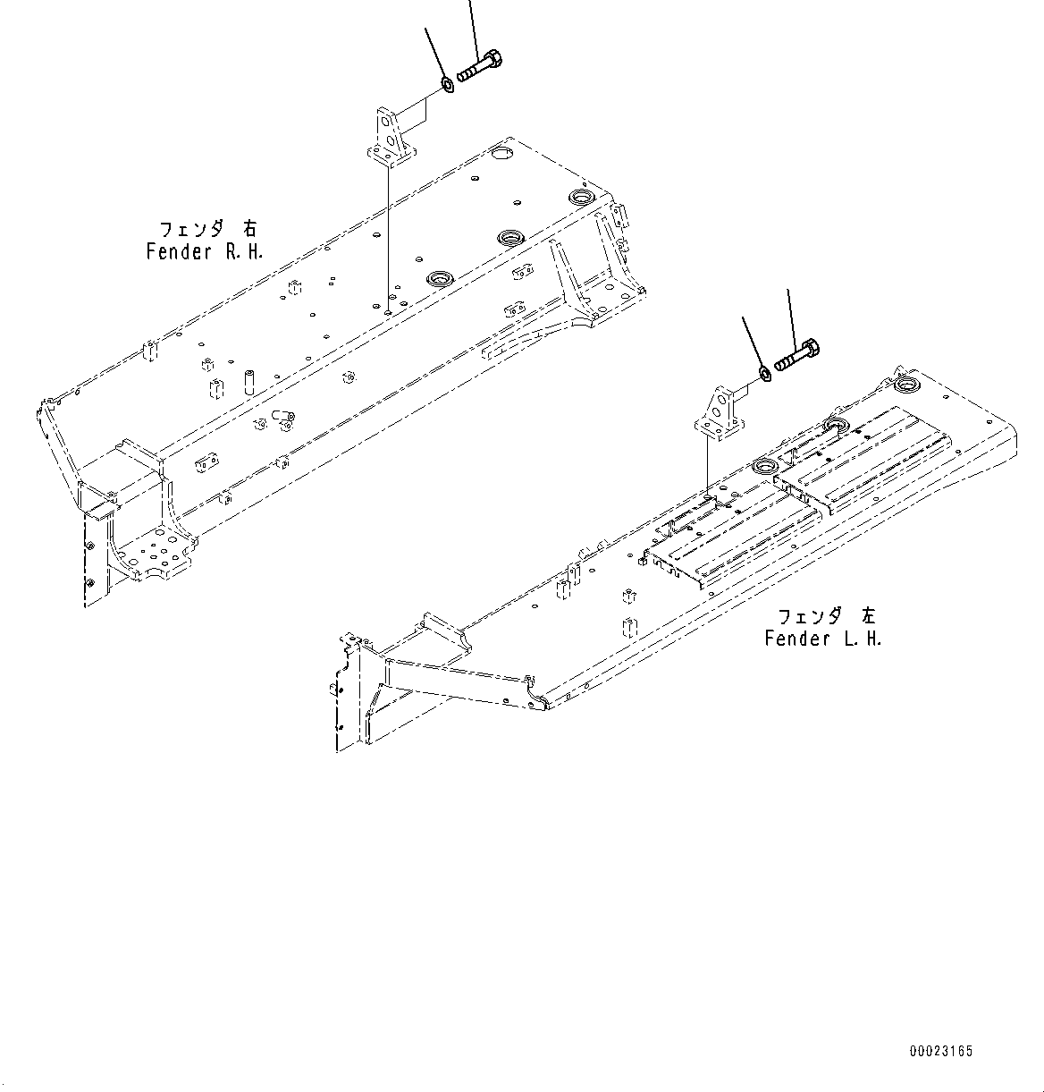 Komatsu parts book diagram for D85MS-15 S/N 2101-UP: FENDER RELATED PARTS, BRACKET(#1006-)