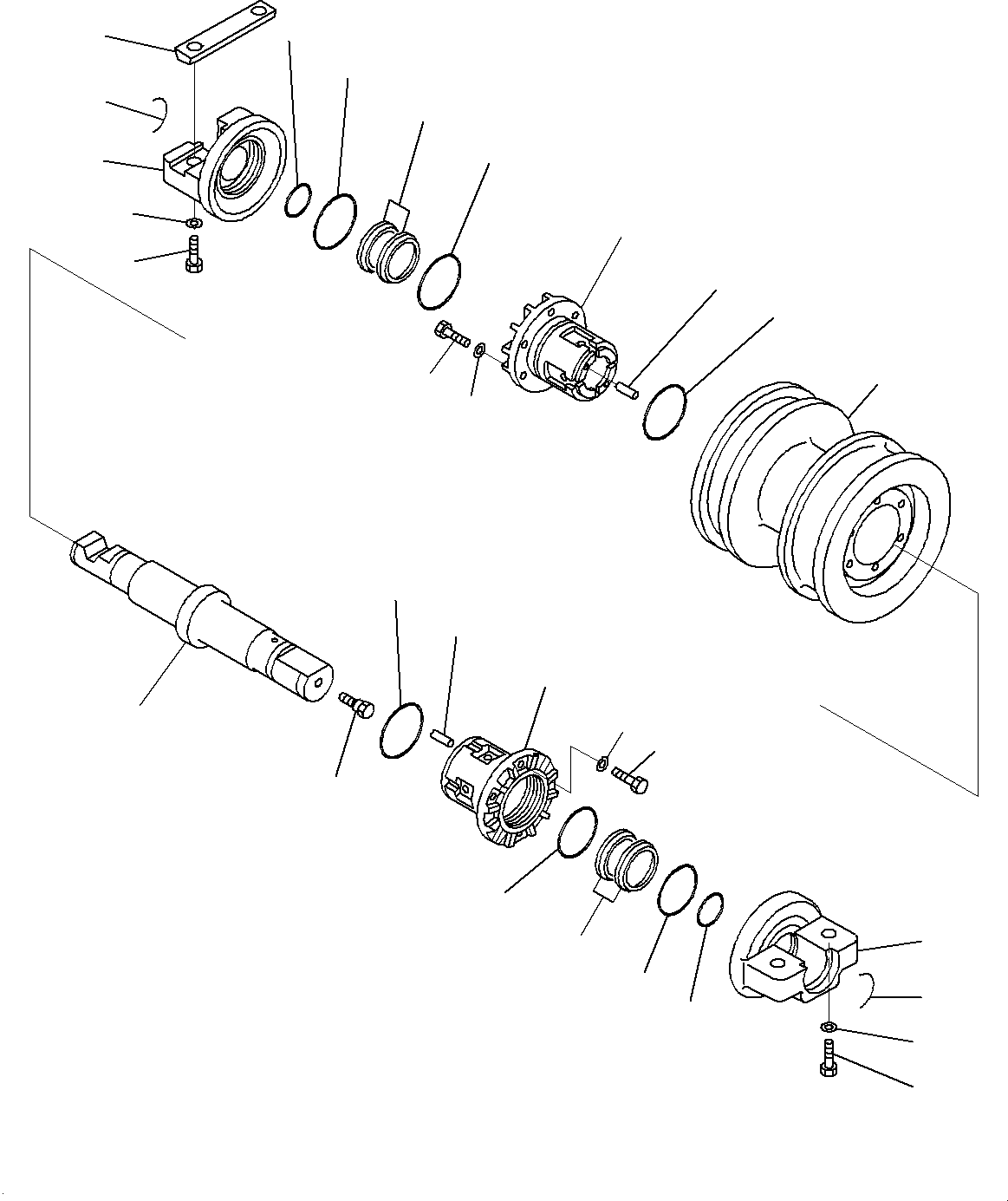 Komatsu parts book diagram for D85MS-15 S/N 2101-UP: TRACK FRAME, TRACK ROLLER DOUBLE FLANGE, L.H.(#1006-)