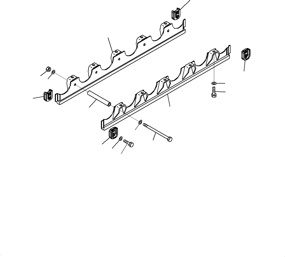 Komatsu parts book diagram for D85MS-15 S/N 2101-UP: TRACK FRAME, TRACK ROLLER GUARD, R.H.(#1006-)