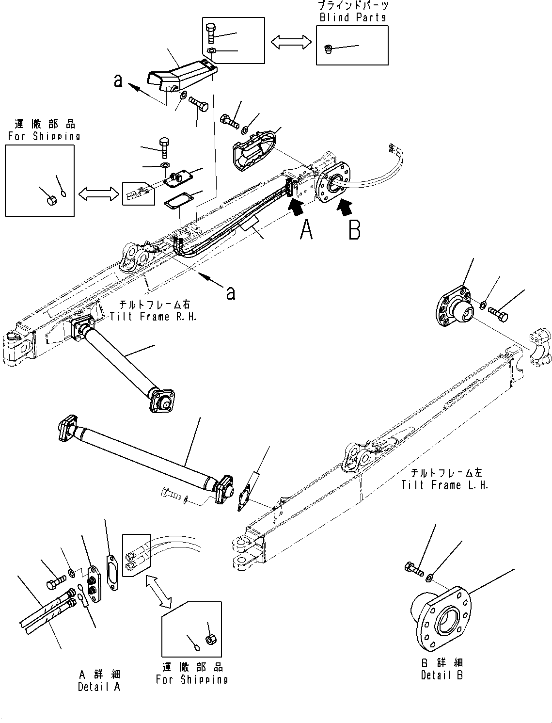 Komatsu parts book diagram for D85MS-15 S/N 2101-UP: DOZER FRAME, BLADE TILT PIPING, ARM AND TRUNNION(#1006-)