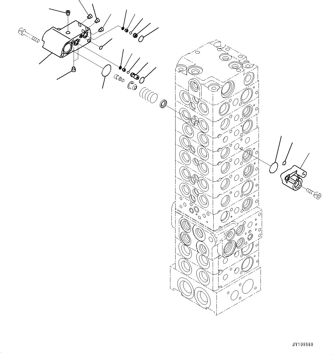 Komatsu parts book diagram for PC33E-6 S/N 2201-UP: CONTROL VALVE, 10-VALVE (8/26)(#2201-)
