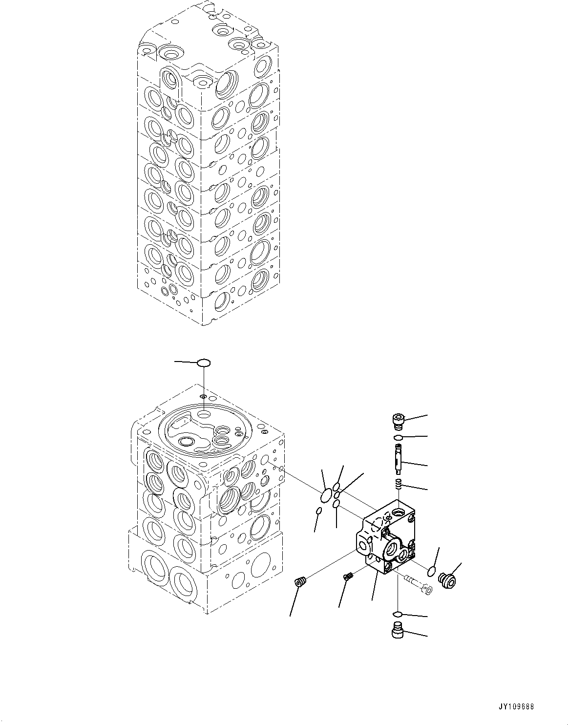 Komatsu parts book diagram for PC33E-6 S/N 2201-UP: CONTROL VALVE, 10-VALVE (16/26)(#2201-)