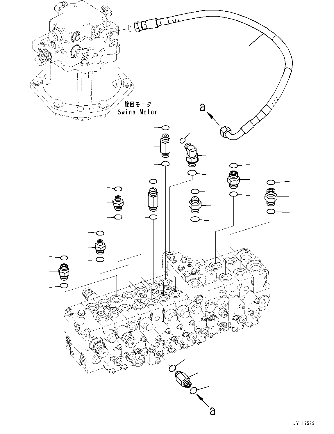Komatsu parts book diagram for PC33E-6 S/N 2201-UP: CONTROL VALVE, CONNECTING PARTS (2/3)(#2201-)