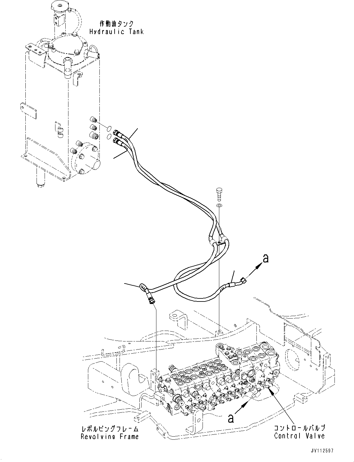 Komatsu parts book diagram for PC33E-6 S/N 2201-UP: CONTROL VALVE, DRAIN PIPING(#2201-)