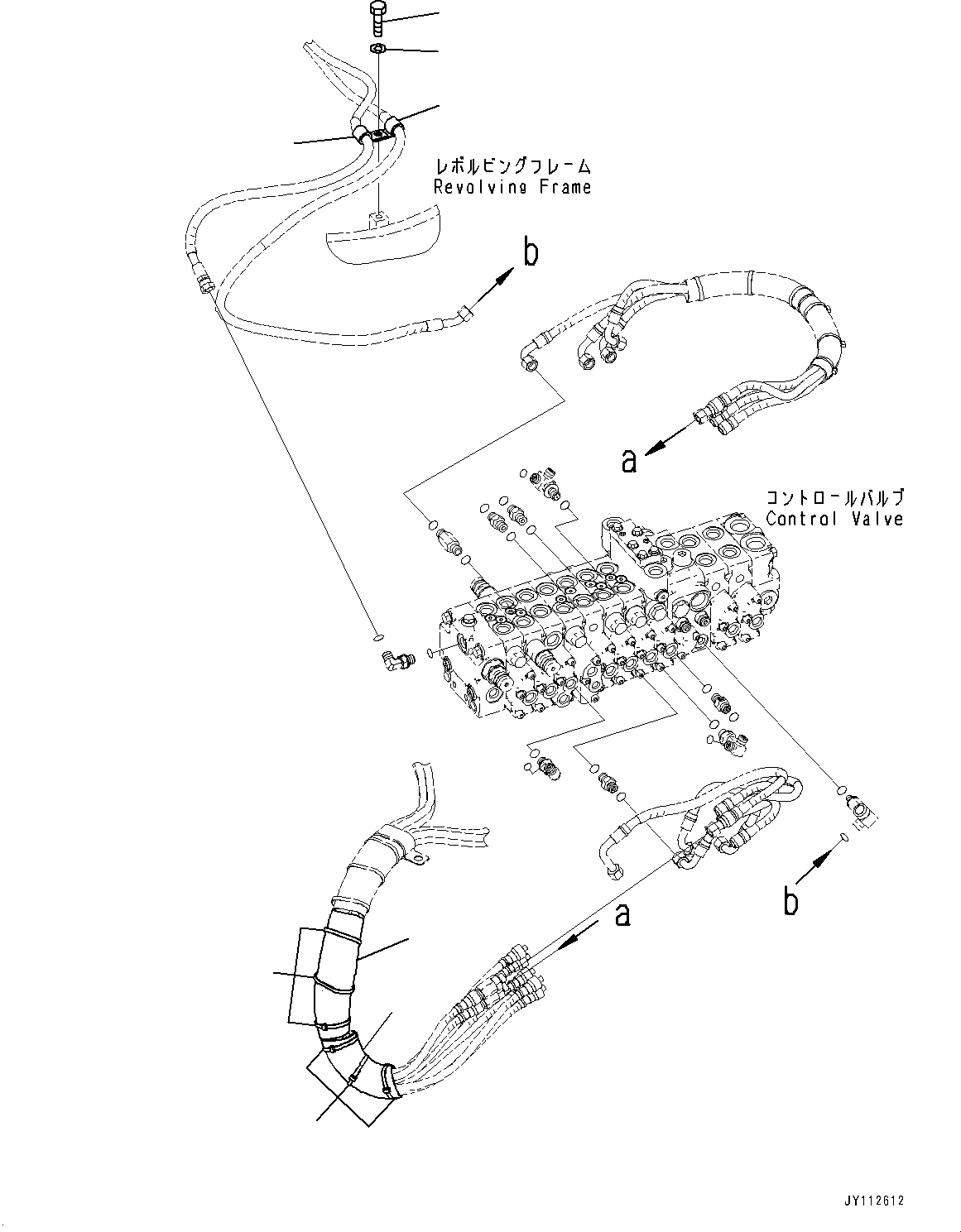 Komatsu parts book diagram for PC33E-6 S/N 2201-UP: CONTROL VALVE, SHEET (2/2) (WITH 1-ADDITIONAL ACTUATOR PIPING)(#2201-)