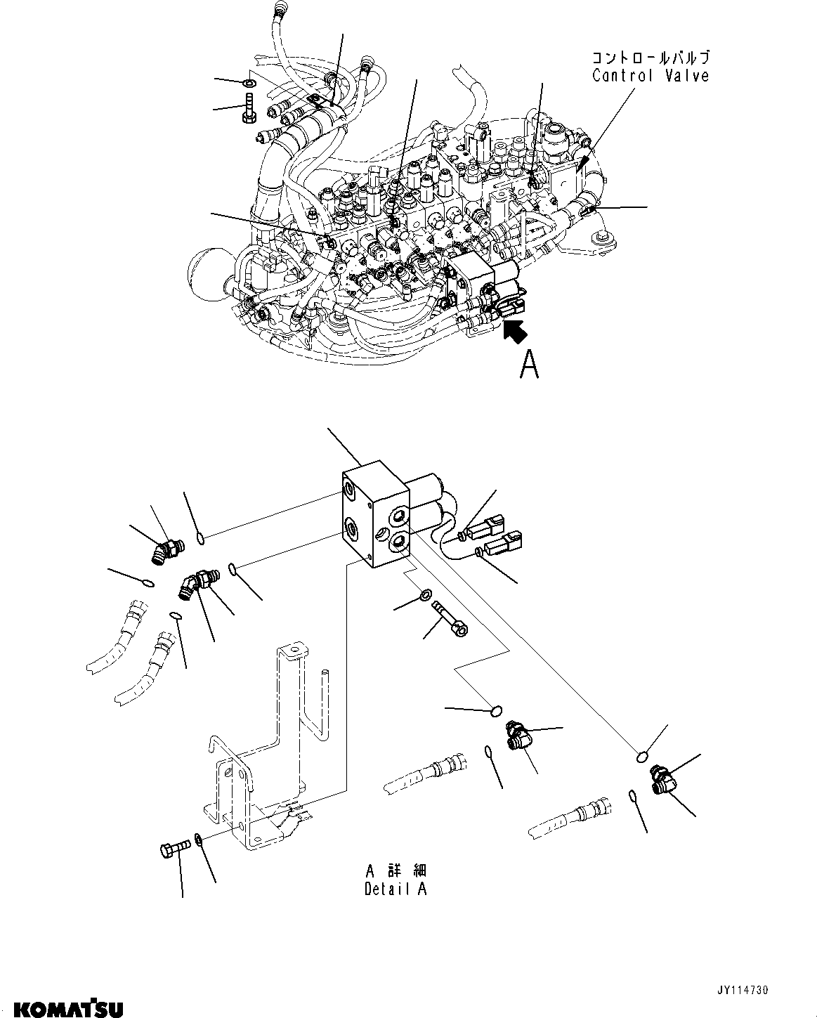Komatsu parts book diagram for PC33E-6 S/N 2201-UP: CONTROL VALVE, ATTACHMENT VALVE(#2201-)