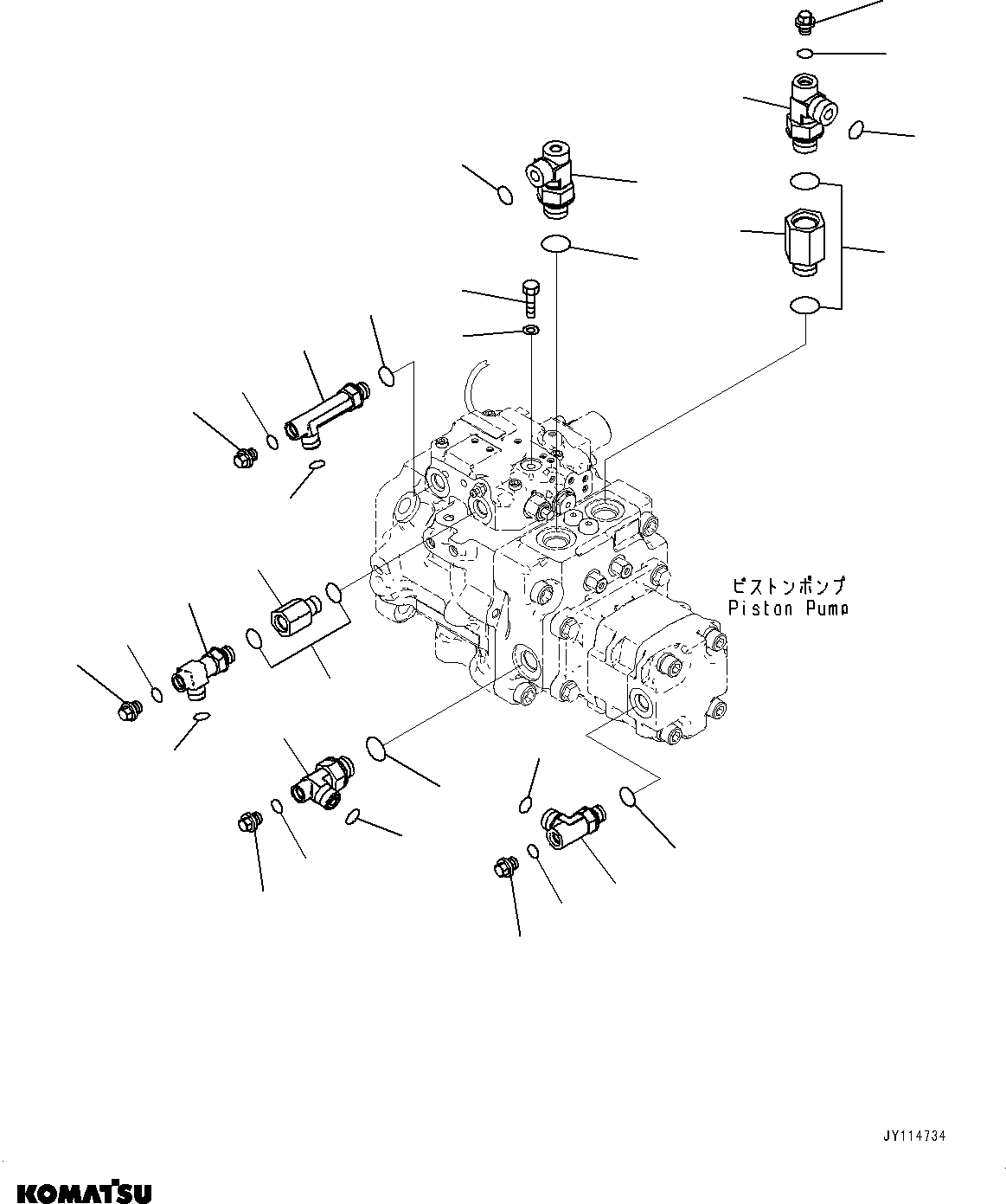 Komatsu parts book diagram for PC33E-6 S/N 2201-UP: PISTON PUMP, CONNECTING PARTS (PROVISION FOR QUICK HITCH)(#2201-)