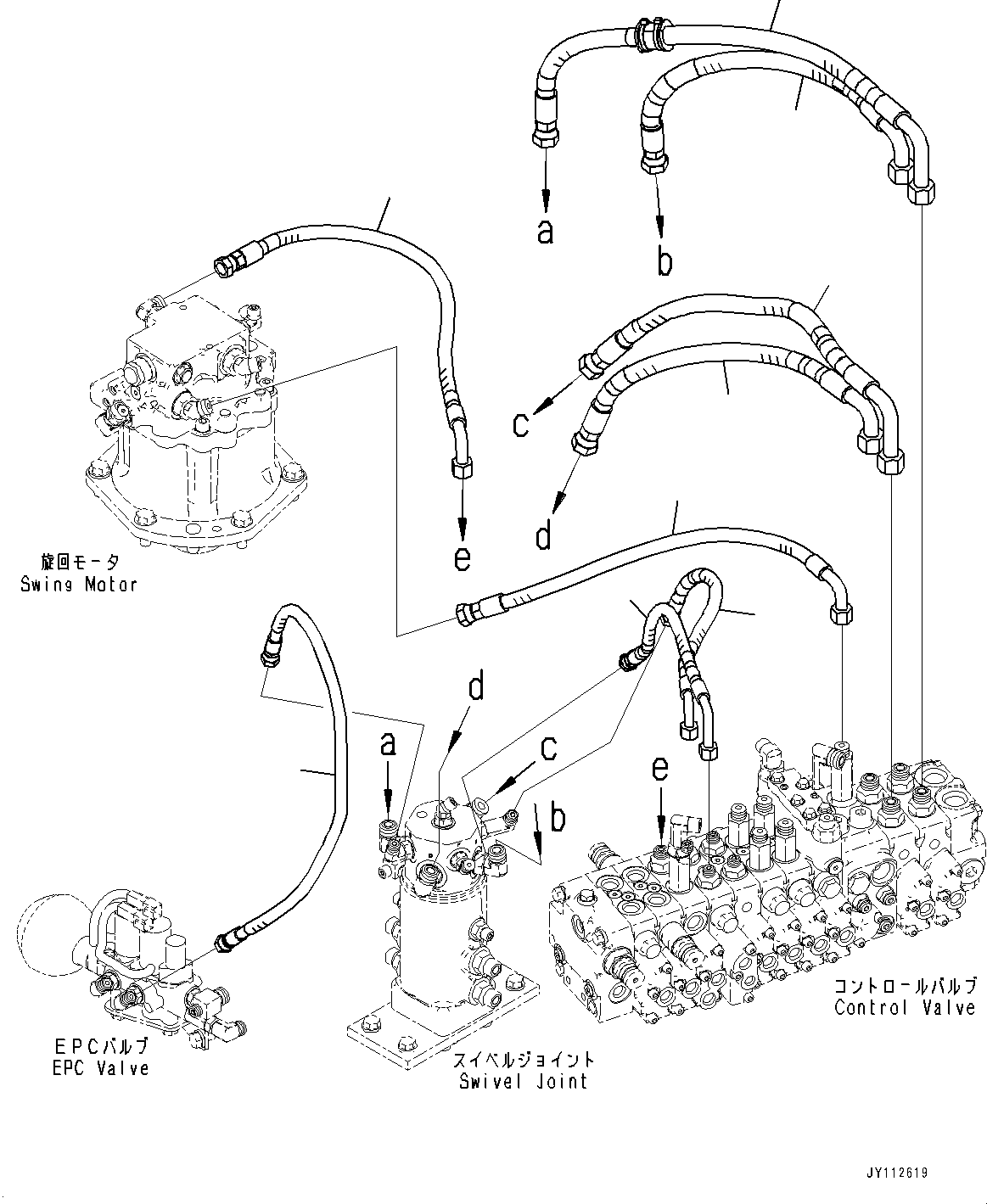 Komatsu parts book diagram for PC33E-6 S/N 2201-UP: ACTUATOR PIPING, SWING PIPING(#2201-)