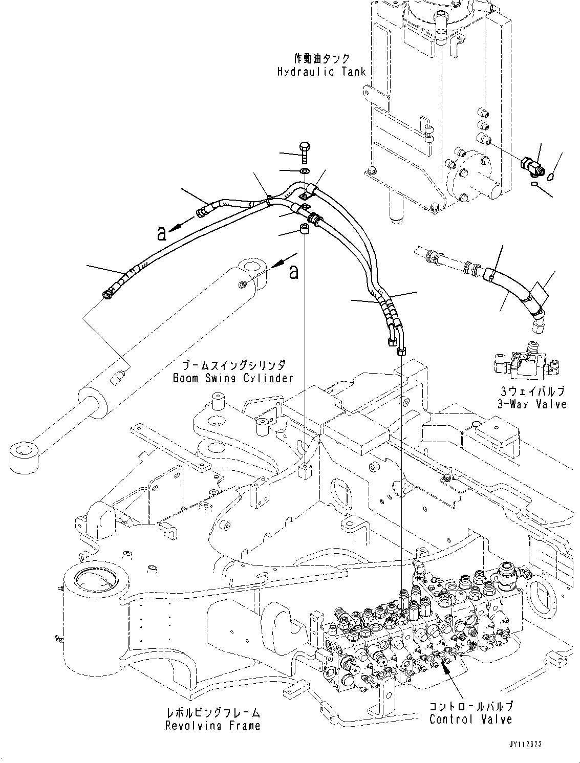 Komatsu parts book diagram for PC33E-6 S/N 2201-UP: ACTUATOR PIPING, BOOM SWING CYLINDER PIPING(#2201-)