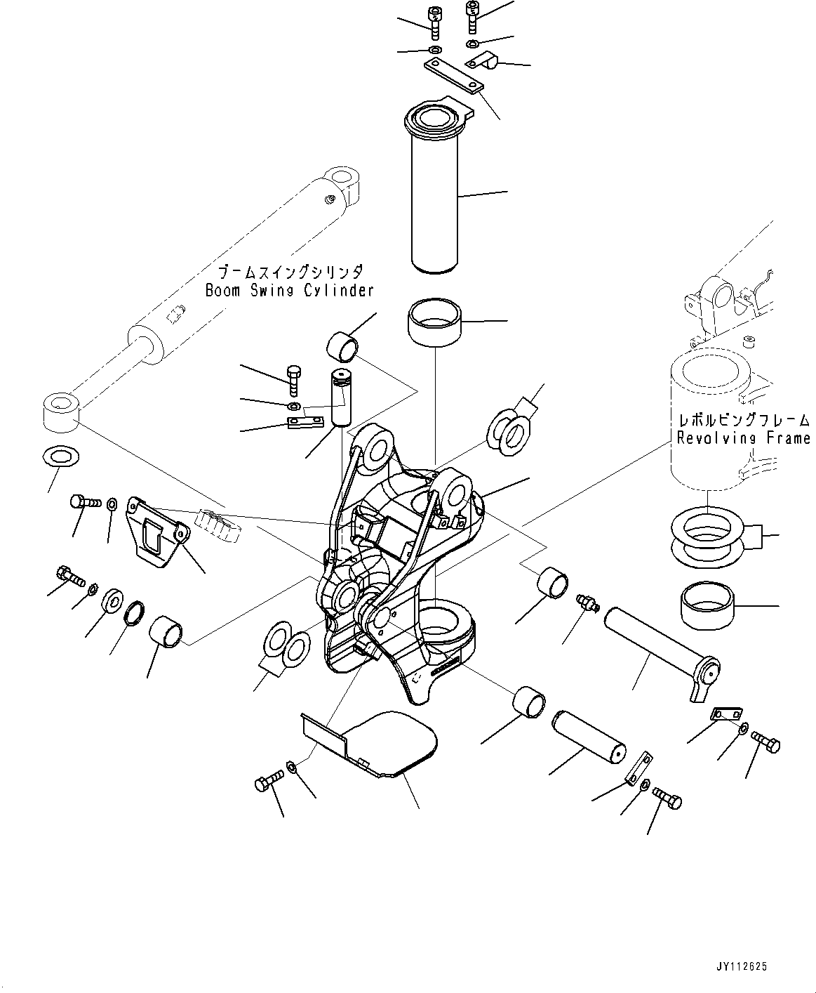 Komatsu parts book diagram for PC33E-6 S/N 2201-UP: BOOM SWING BRACKET, (WITH 1-ADDITIONAL ACTUATOR PIPING)(#2201-)
