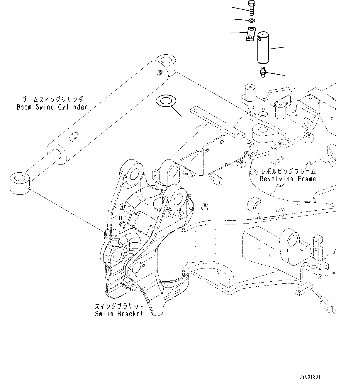 Komatsu parts book diagram for PC33E-6 S/N 2201-UP: BOOM SWING CYLINDER, PIN(#2201-)