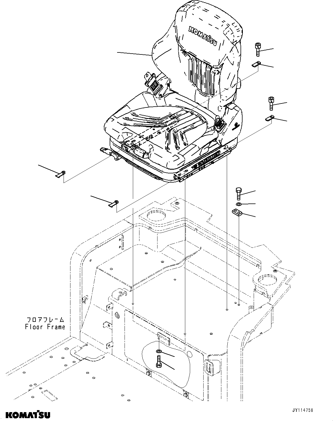 Komatsu parts book diagram for PC33E-6 S/N 2201-UP: OPERATOR'S SEAT, (FABRIC, GRAMMER)(#2201-)