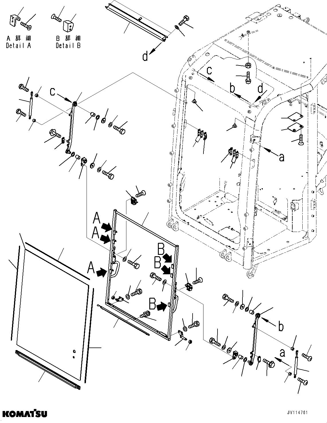 Komatsu parts book diagram for PC33E-6 S/N 2201-UP: CAB, FRONT WINDOW(#2201-)