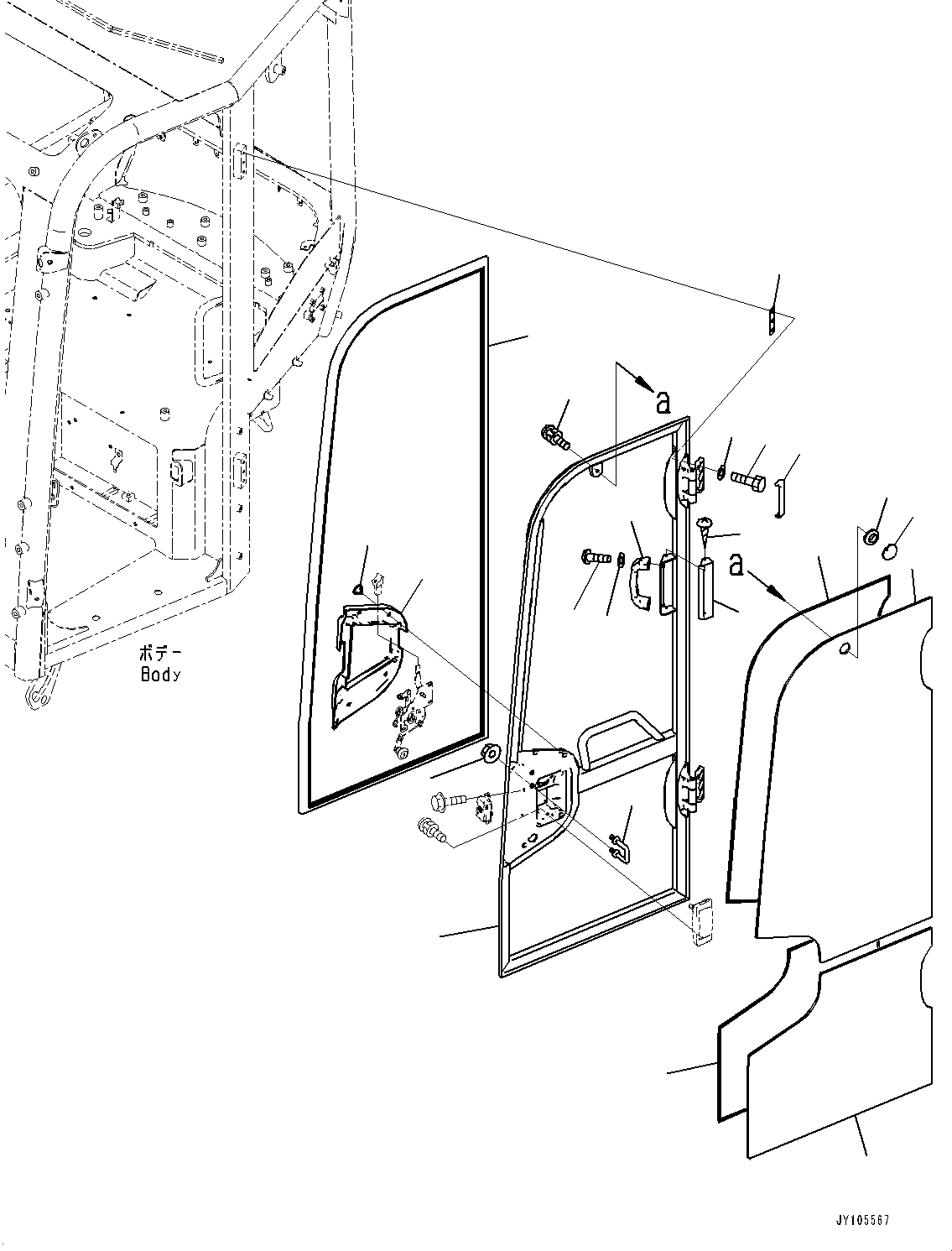 Komatsu parts book diagram for PC33E-6 S/N 2201-UP: CAB, DOOR(#2201-)