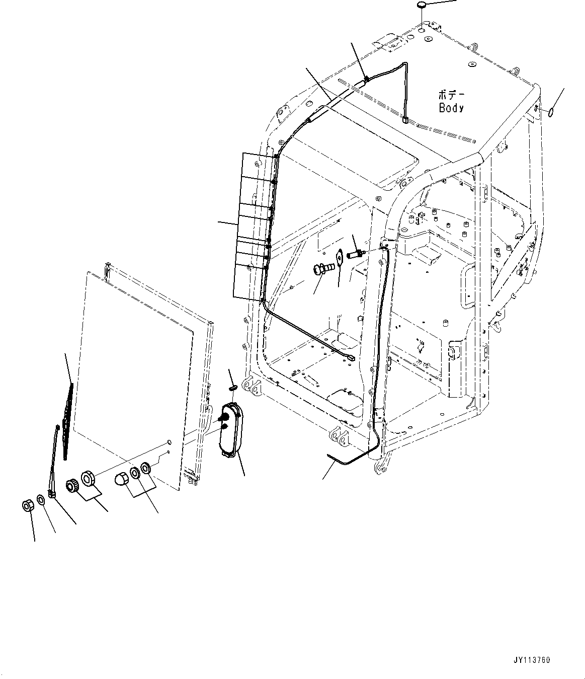Komatsu parts book diagram for PC33E-6 S/N 2201-UP: CAB, WIPER(#2201-)