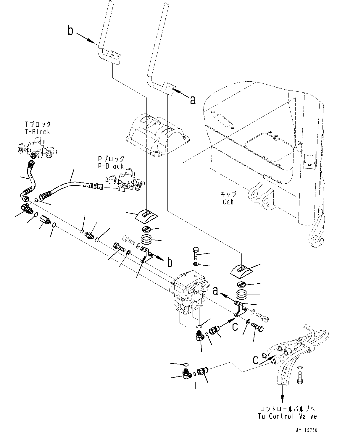 Komatsu parts book diagram for PC33E-6 S/N 2201-UP: CAB, FLOOR, PPC PIPING FOR TRAVEL VALVE(#2201-)