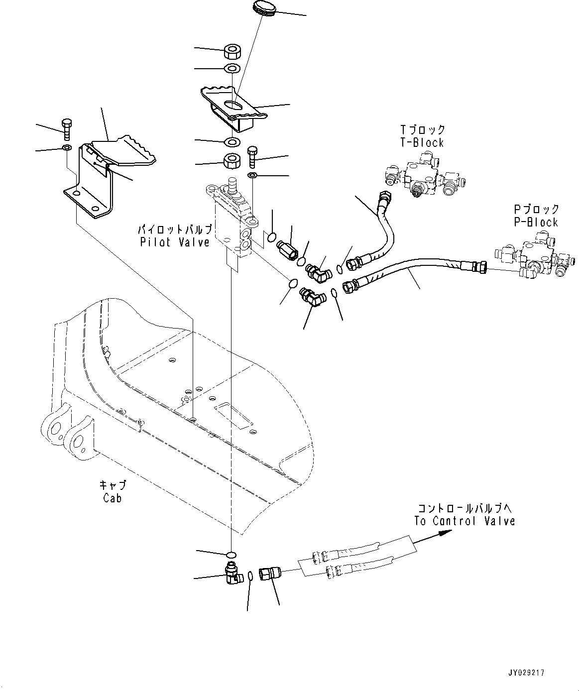 Komatsu parts book diagram for PC33E-6 S/N 2201-UP: CAB, BOOM SWING PEDAL AND PIPING(#2201-)