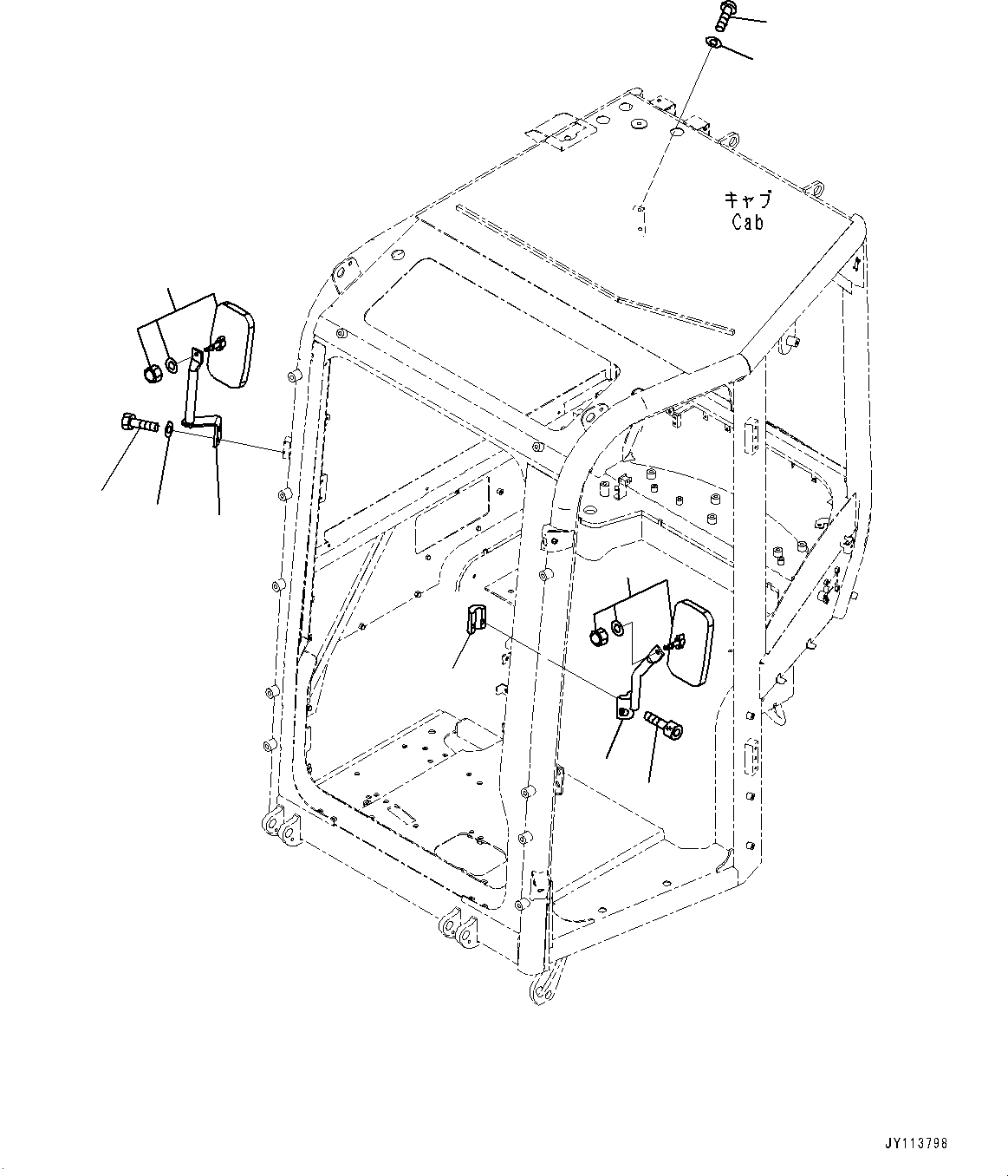 Komatsu parts book diagram for PC33E-6 S/N 2201-UP: CAB, REARVIEW MIRROR(#2201-)