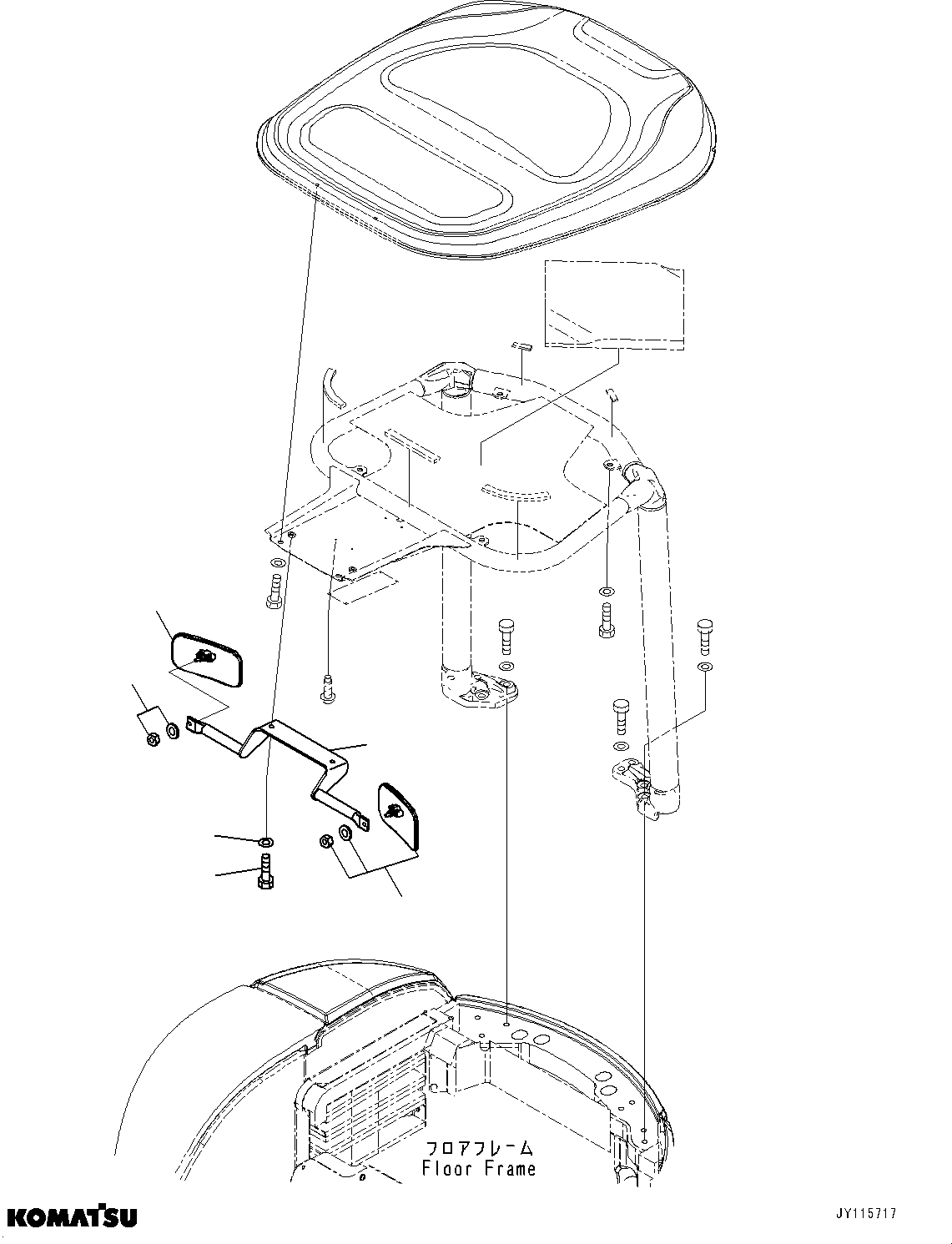 Komatsu parts book diagram for PC33E-6 S/N 2201-UP: REARVIEW MIRROR, (#2201-)