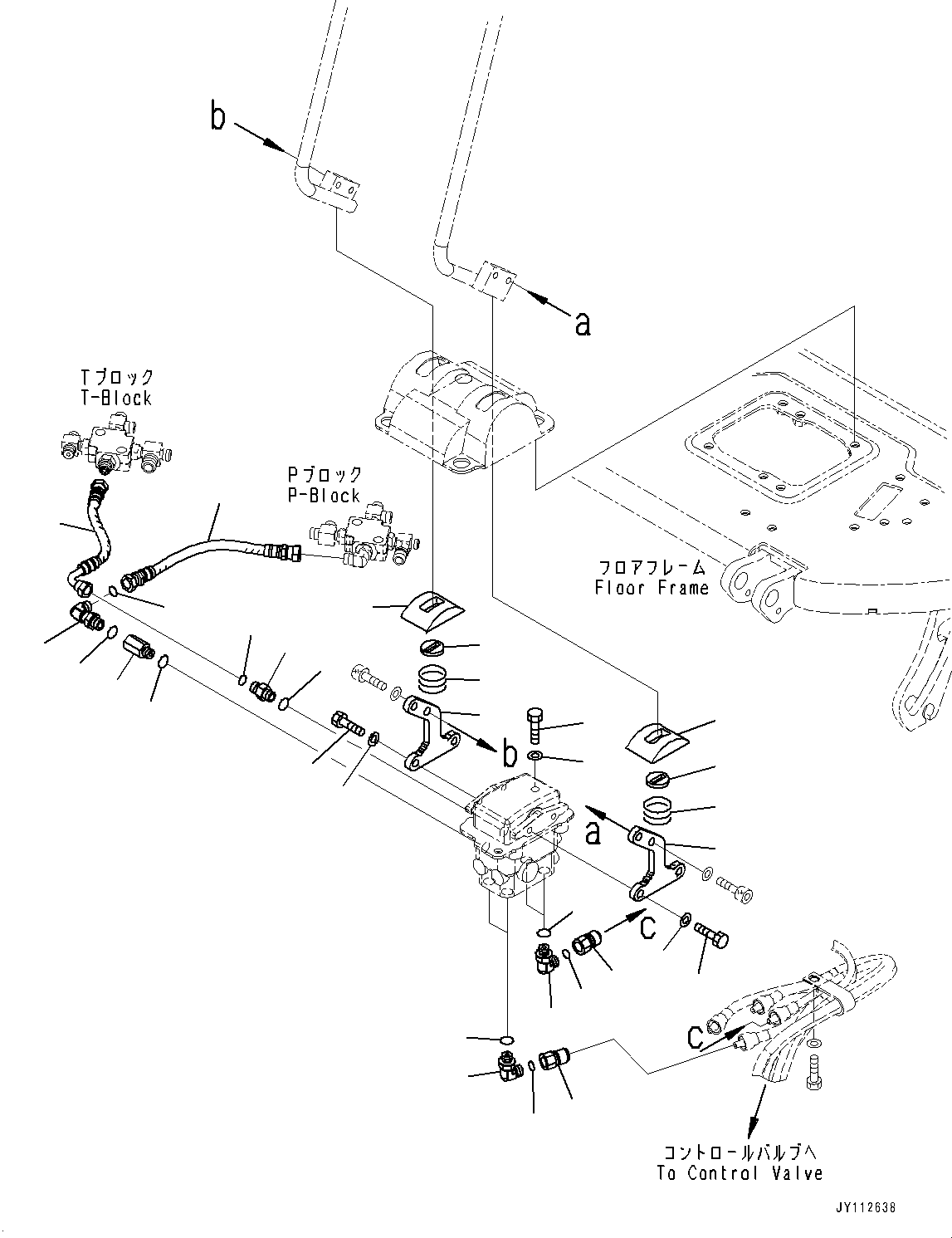 Komatsu parts book diagram for PC33E-6 S/N 2201-UP: FLOOR FRAME, FLOOR, PPC PIPING FOR TRAVEL VALVE(#2201-)