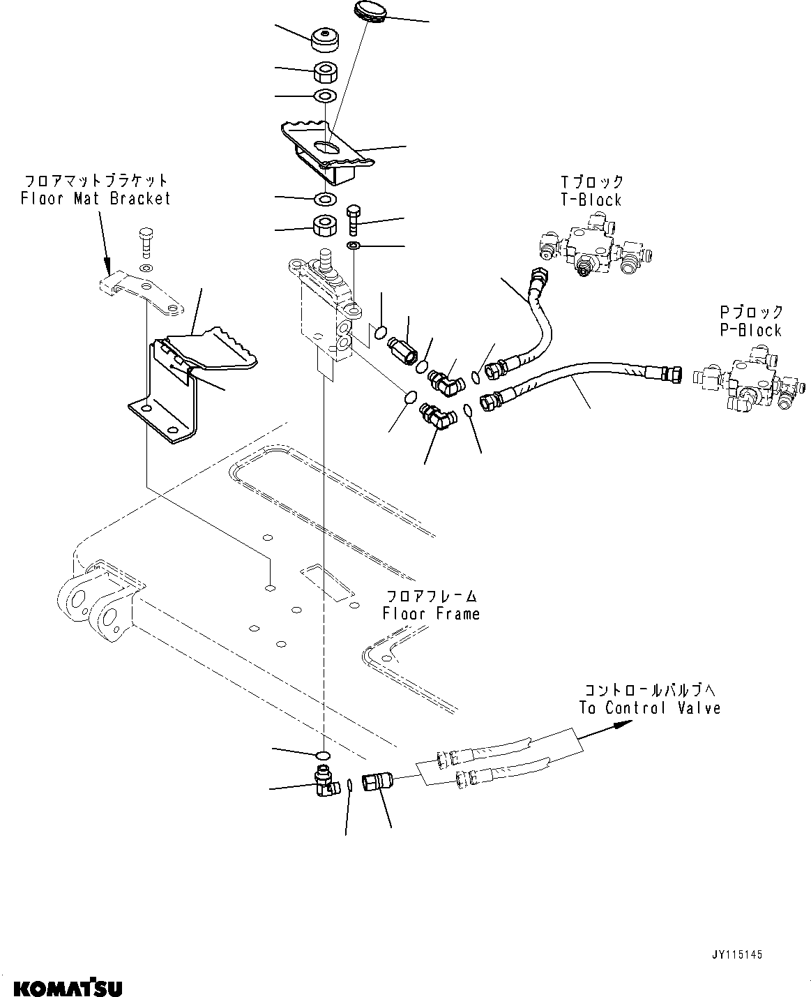 Komatsu parts book diagram for PC33E-6 S/N 2201-UP: FLOOR FRAME, BOOM SWING PEDAL AND PIPING(#2201-)