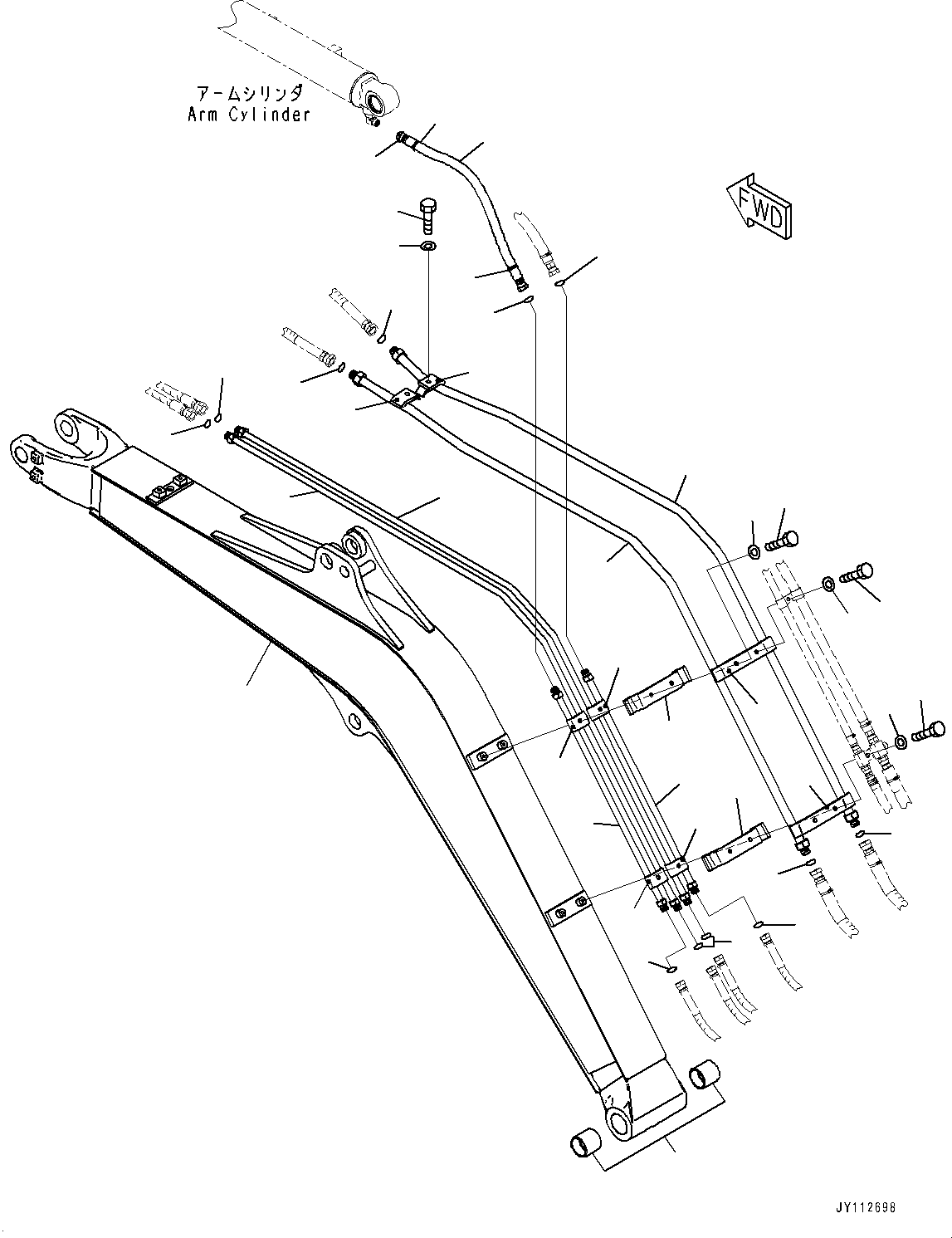 Komatsu parts book diagram for PC33E-6 S/N 2201-UP: BOOM UNIT, BOOM AND PIPING(#2201-)