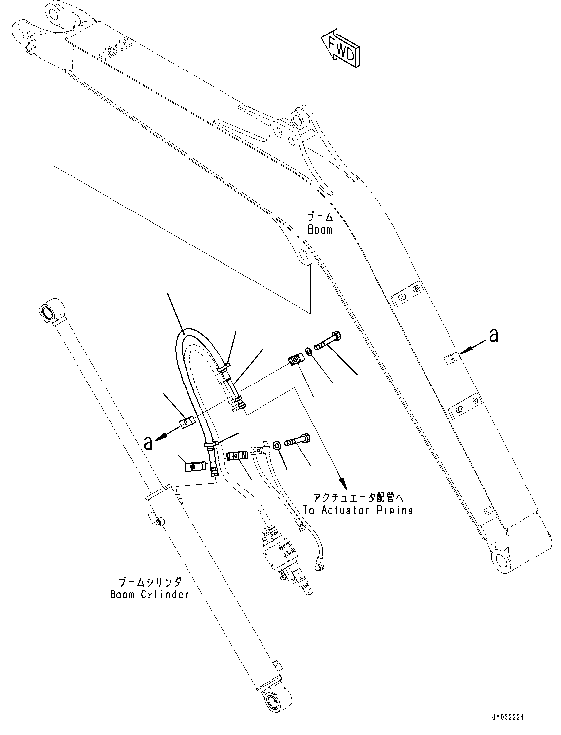 Komatsu parts book diagram for PC33E-6 S/N 2201-UP: BOOM UNIT, BOOM CYLINDER PIPING(#2201-)