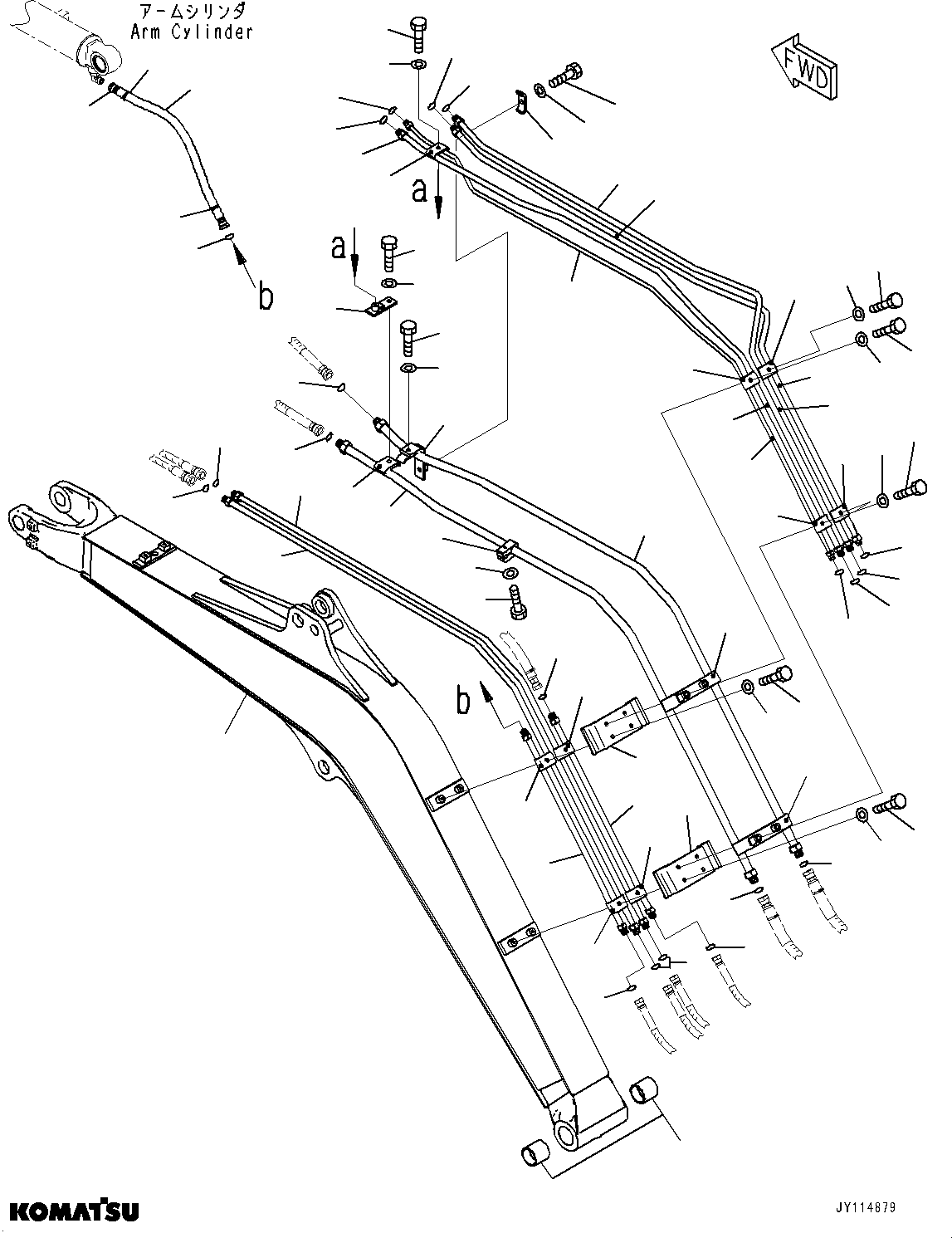 Komatsu parts book diagram for PC33E-6 S/N 2201-UP: BOOM UNIT, BOOM AND PIPING (2-ADDITIONAL ACTUATOR PIPING)(#2201-)