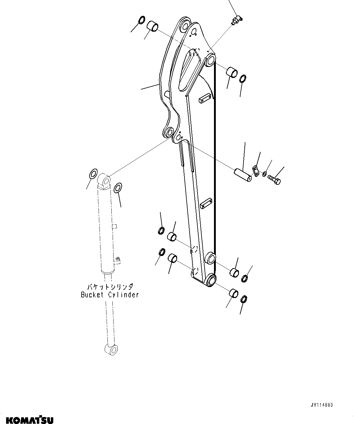 Komatsu parts book diagram for PC33E-6 S/N 2201-UP: ARM UNIT, ARM AND BUSHING(#2201-)